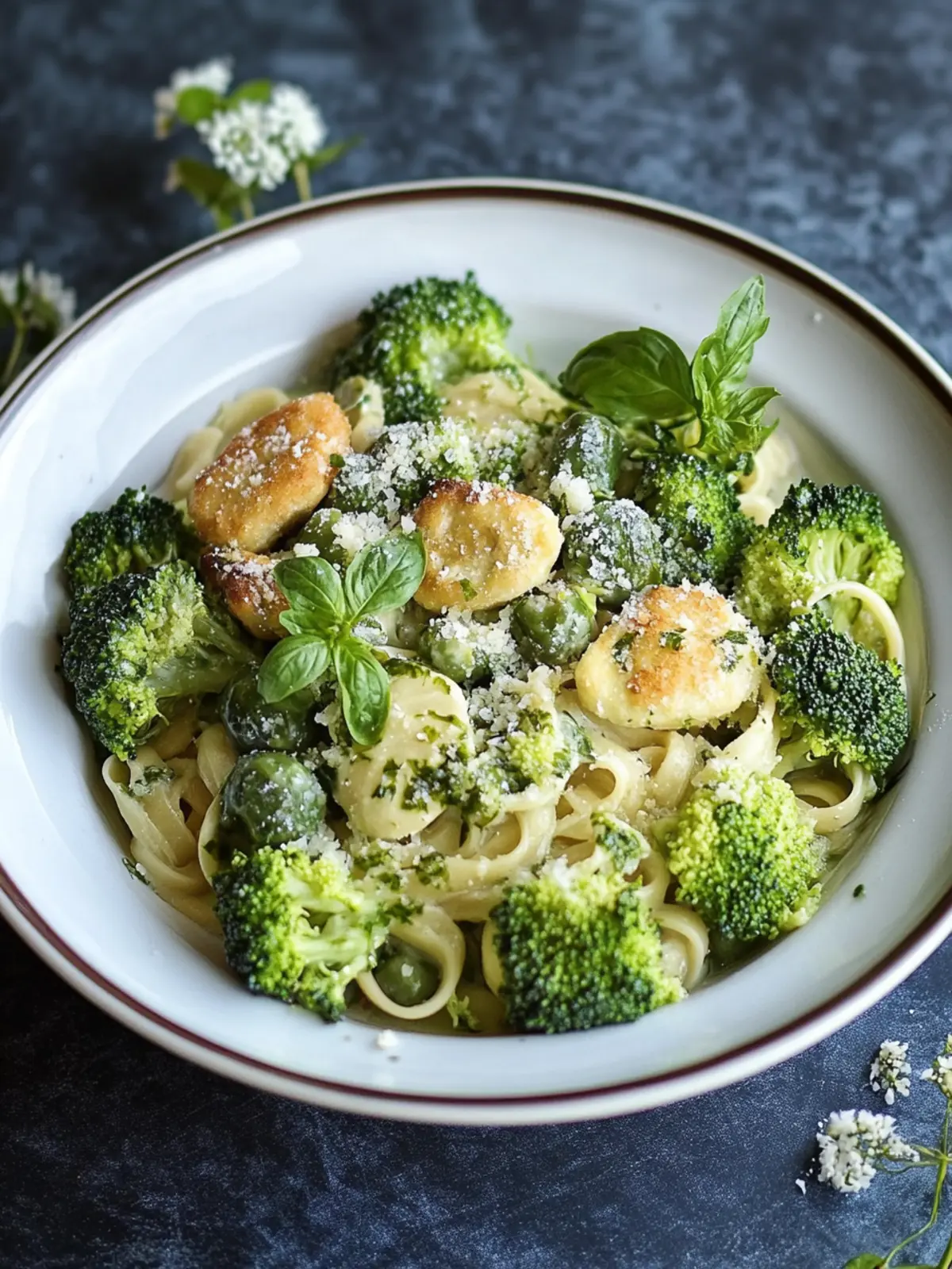 Cremiger Brokkoli und Hähnchen