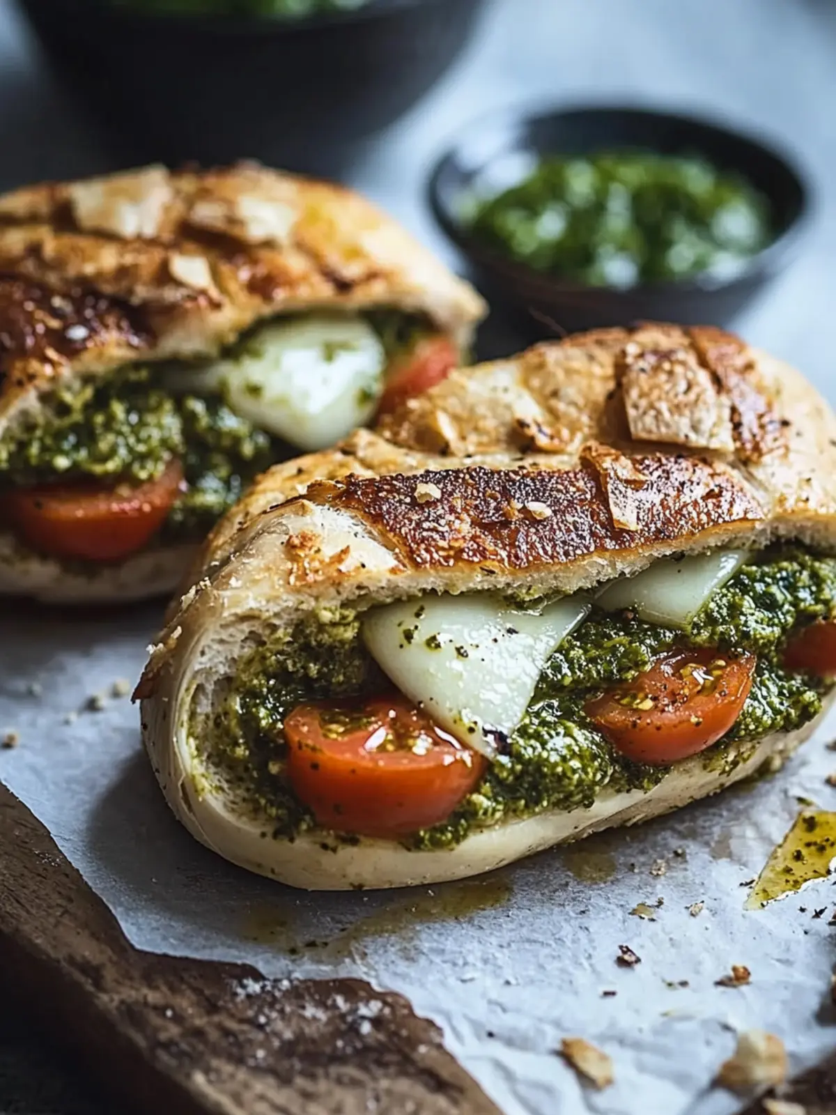 Gesunde Pesto gefüllte Hähnchenbrust