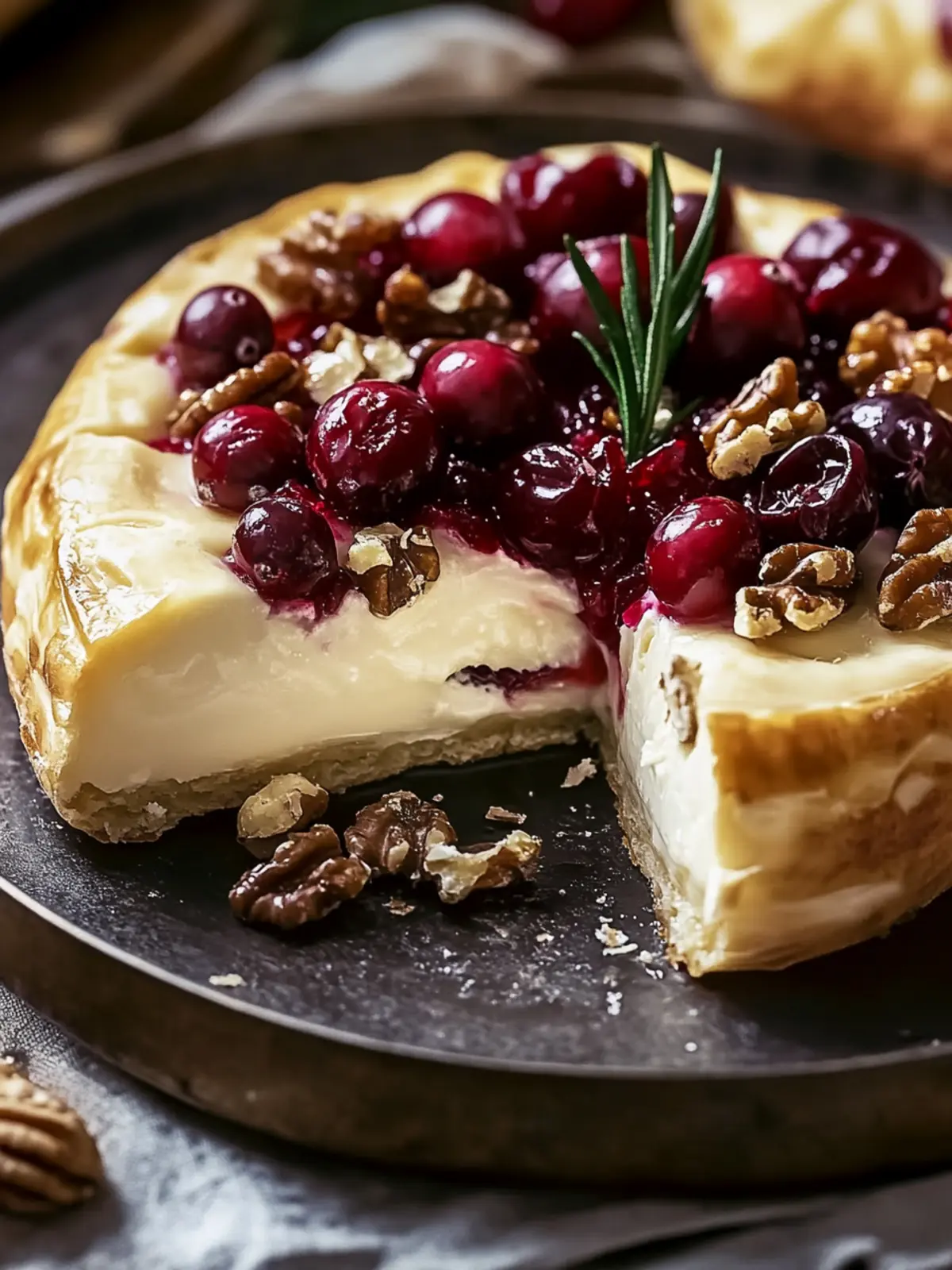 Dekadent Gebackener Gefüllter Brie mit Preiselbeeren & Walnüssen