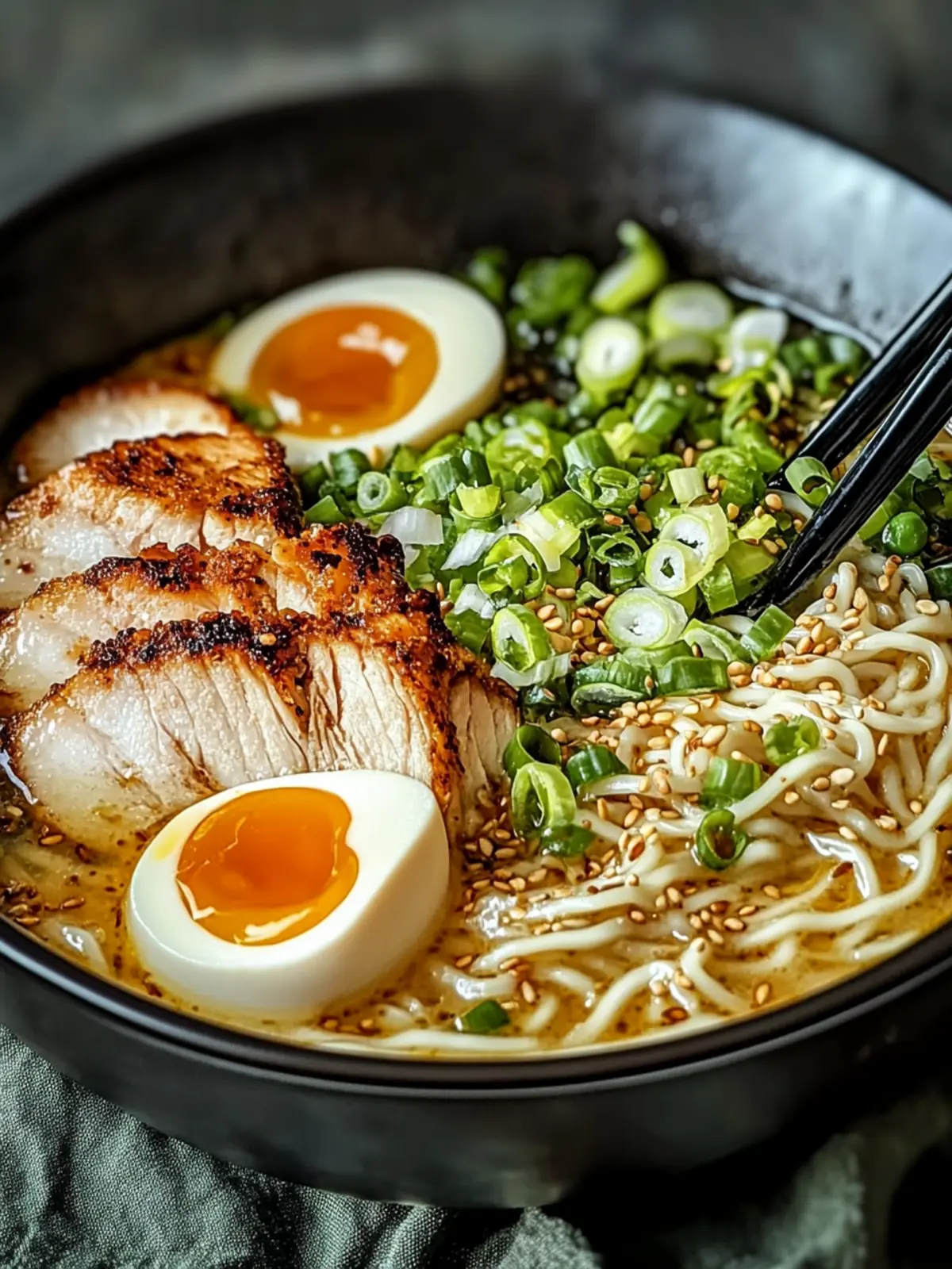 Feuriges Hähnchenramen mit cremiger Knoblauchsauce