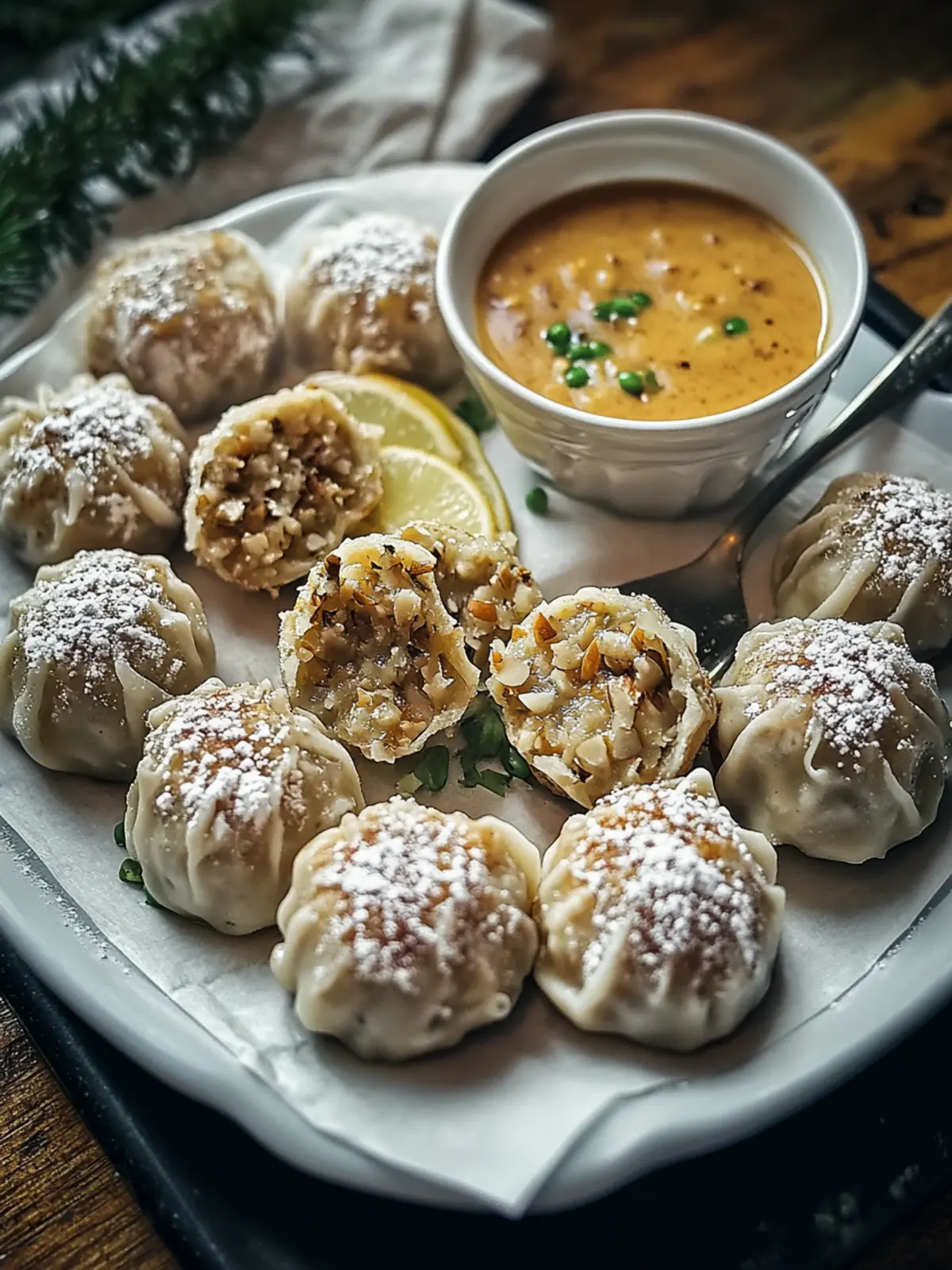 Backofen-Gekochte Knödel mit Erdnusssauce