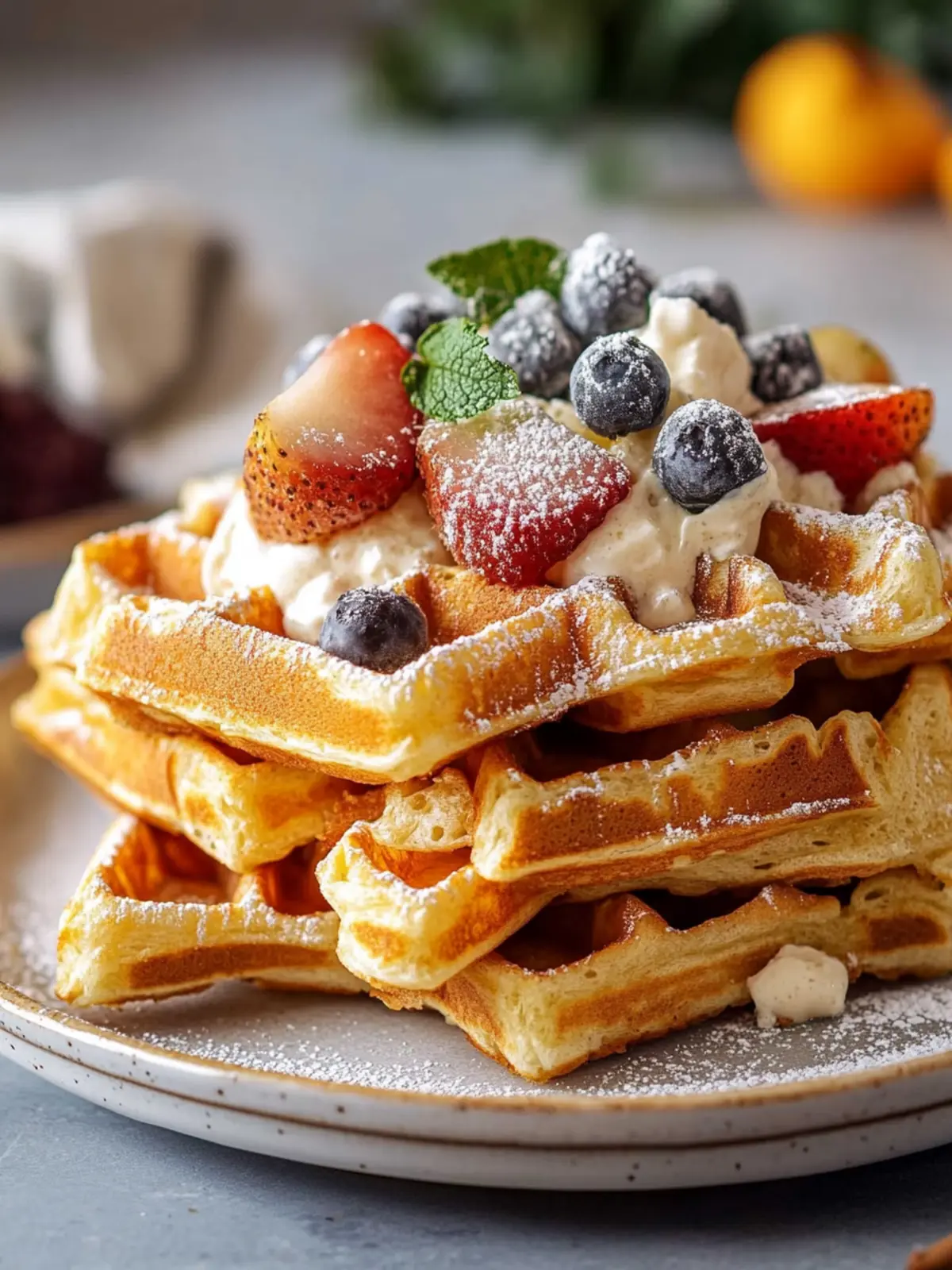 Herzhafte Hähnchen- und Pilzwaffeln