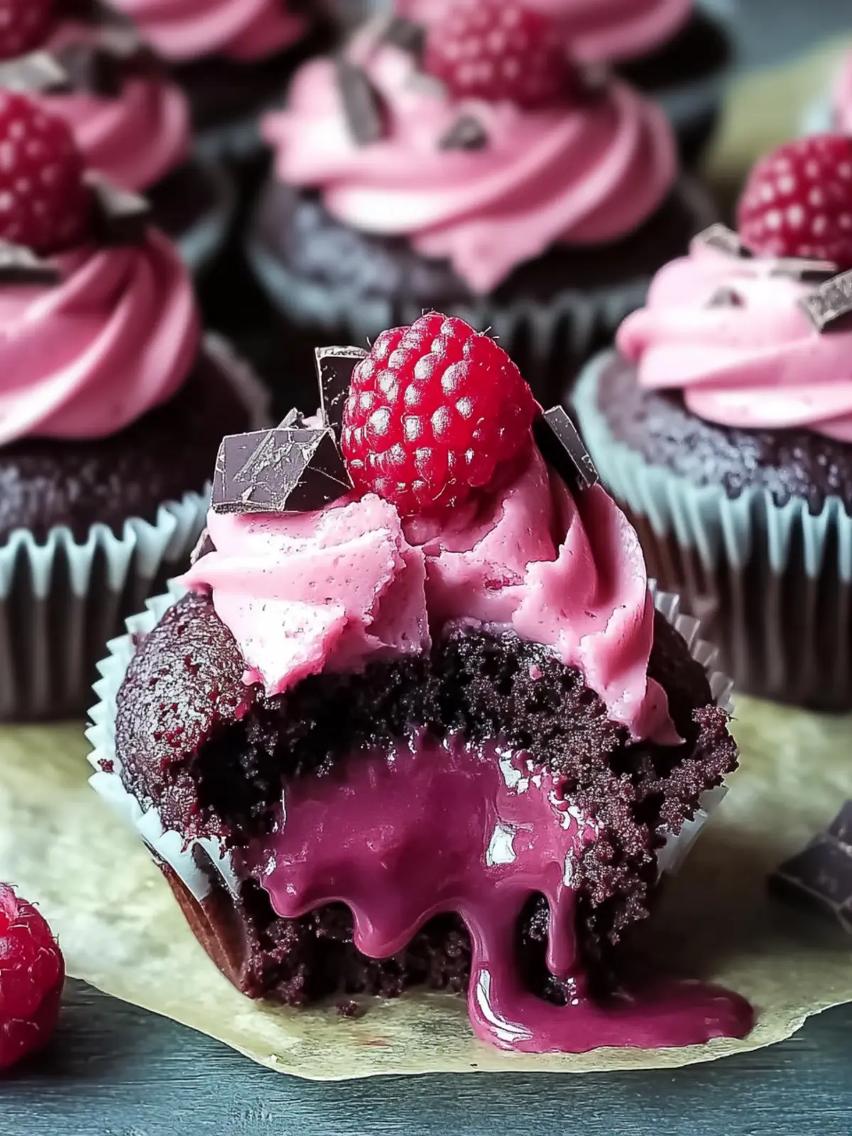 Dekadente Himbeer-Schokoladen-Lava-Cupcakes