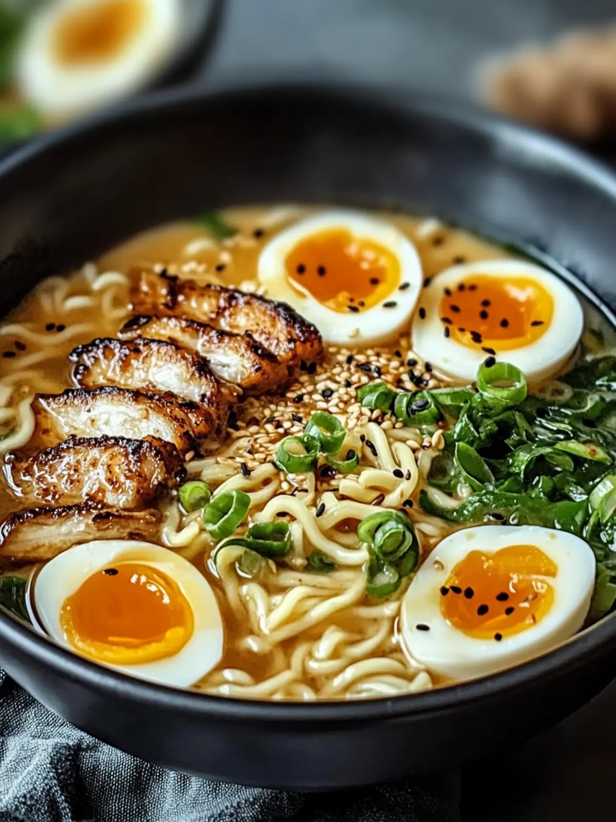 Feuriges Hähnchenramen mit cremiger Knoblauchsauce