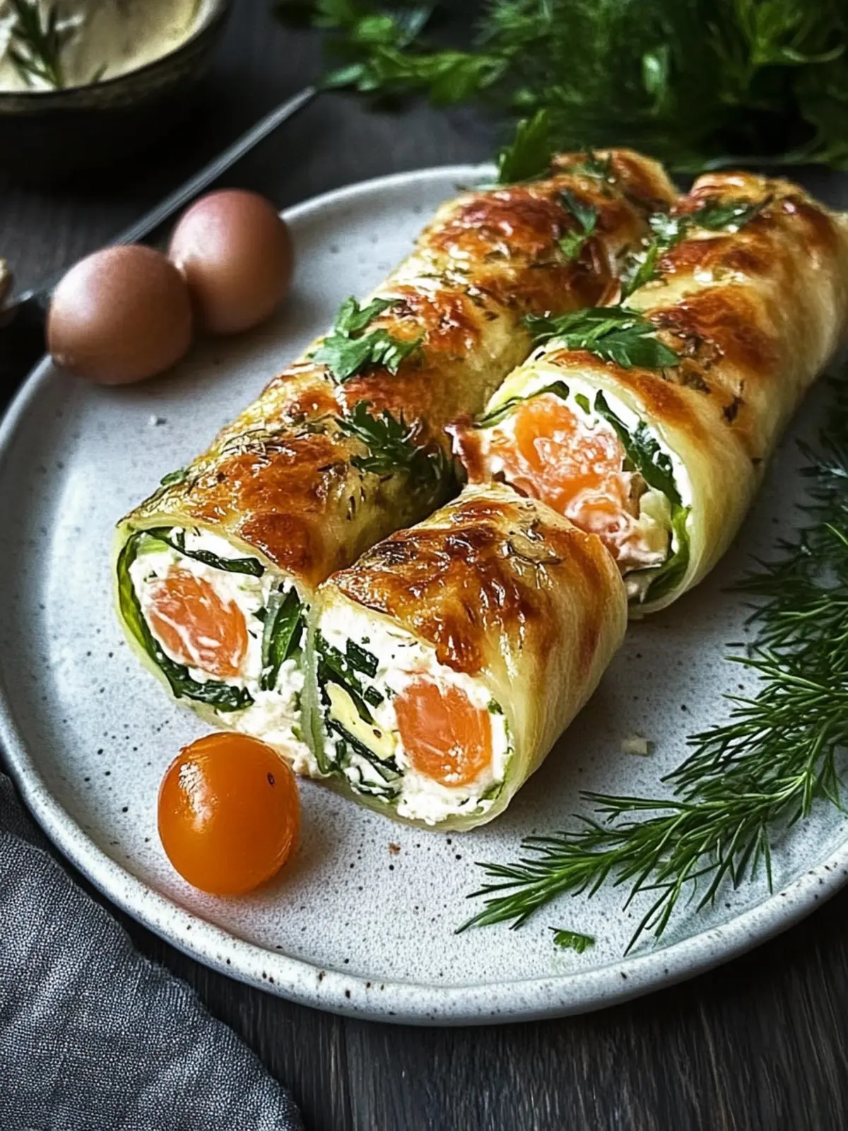 Kartoffelrolle mit Frischkäsefüllung