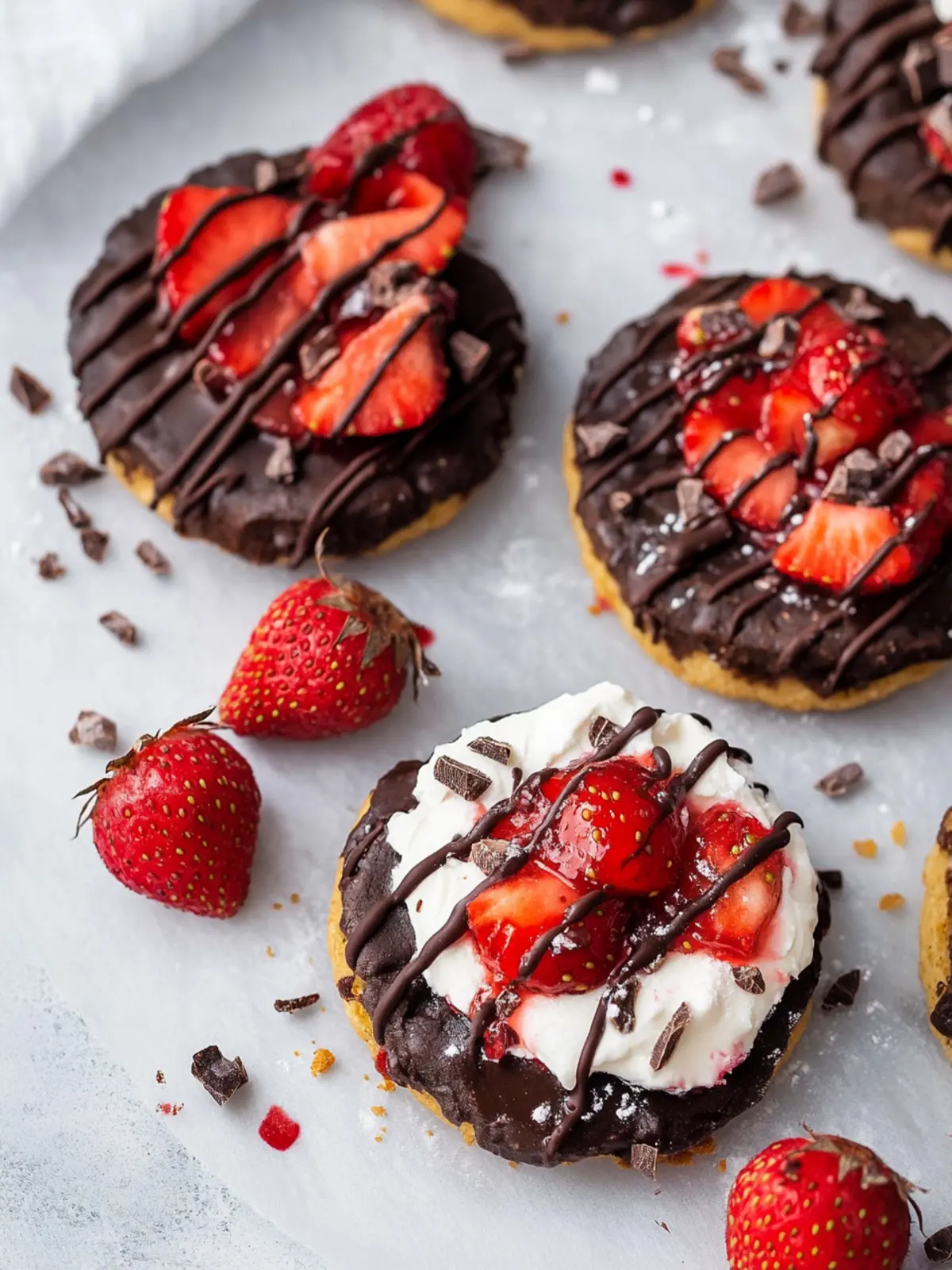 Schokoladenüberzogene Erdbeerkekse