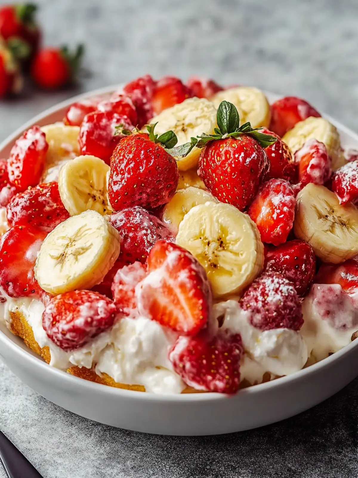 Erdbeer Bananen Käsekuchen Salat
