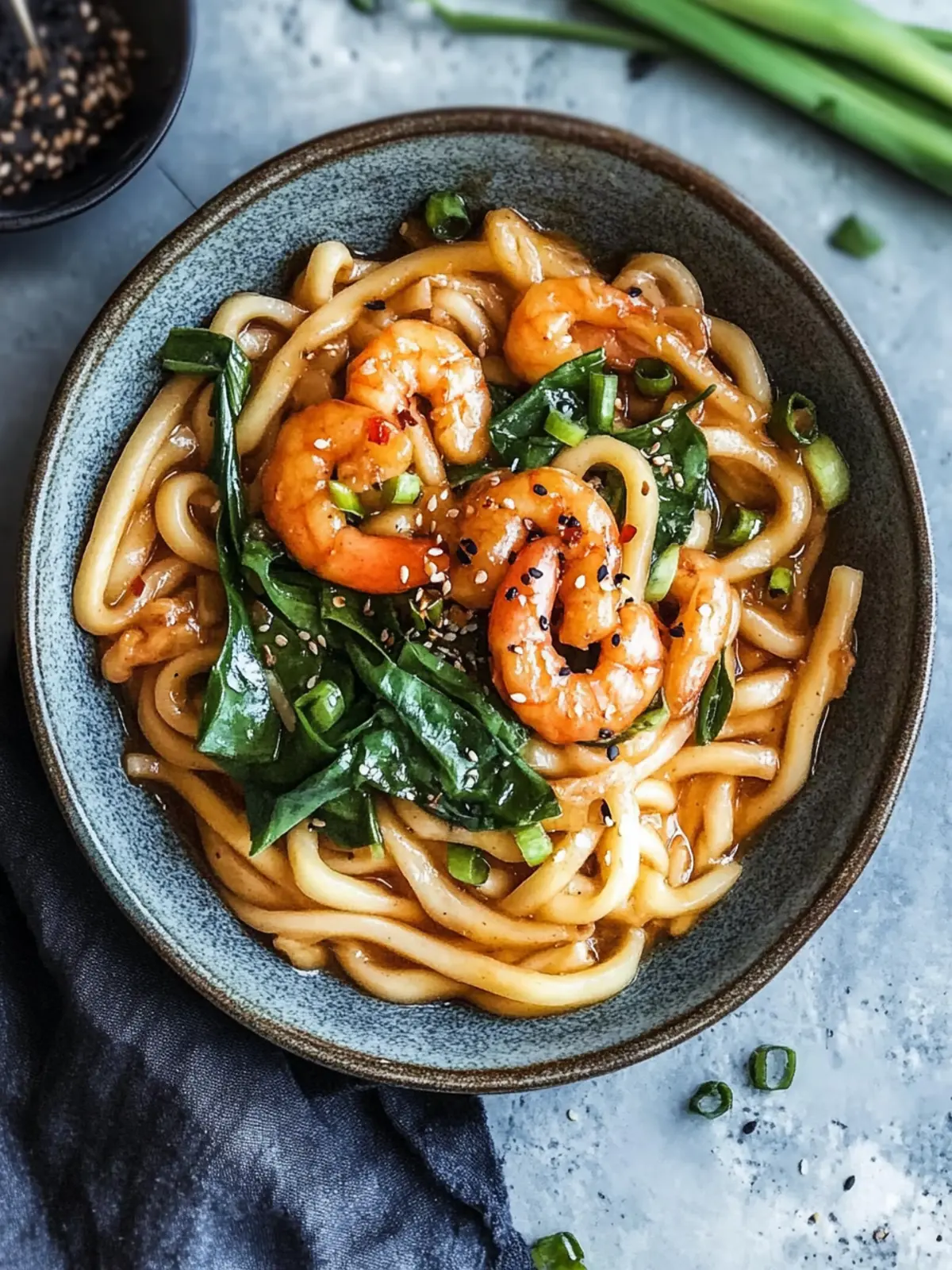 Leckere Yaki Udon mit Garnelen