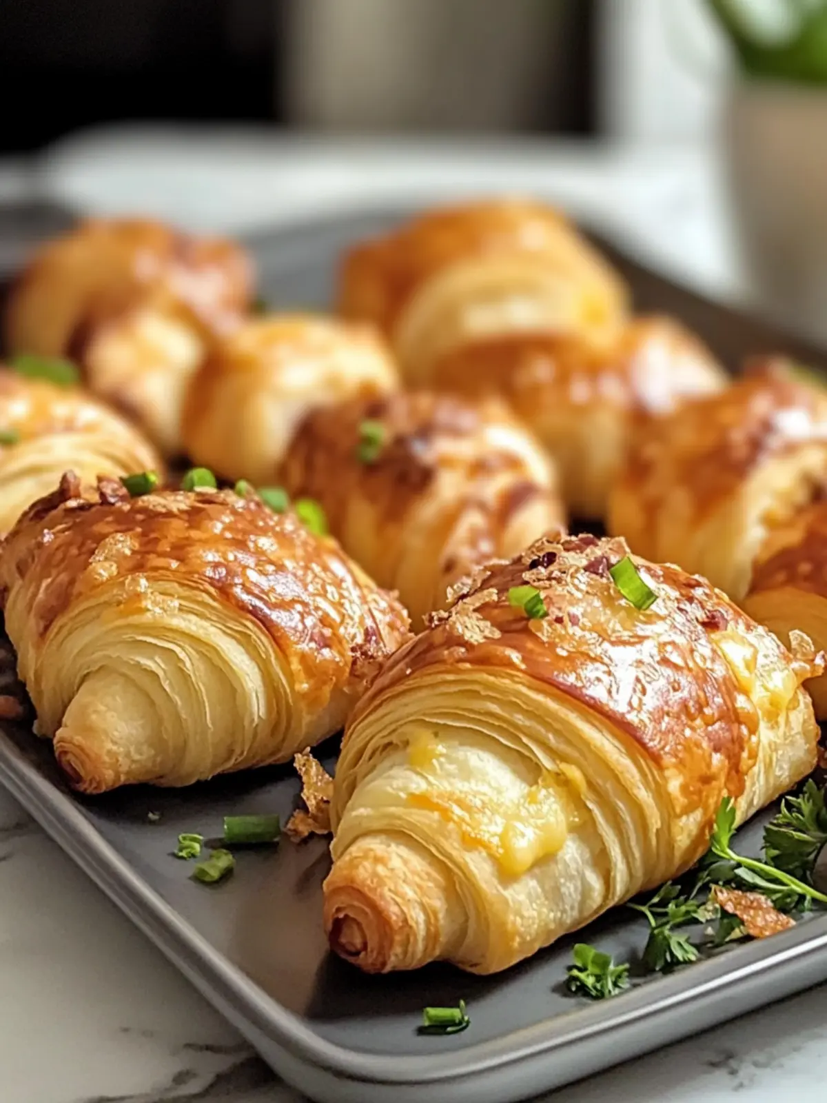 Schinken und Cheddar Croissant-Röllchen