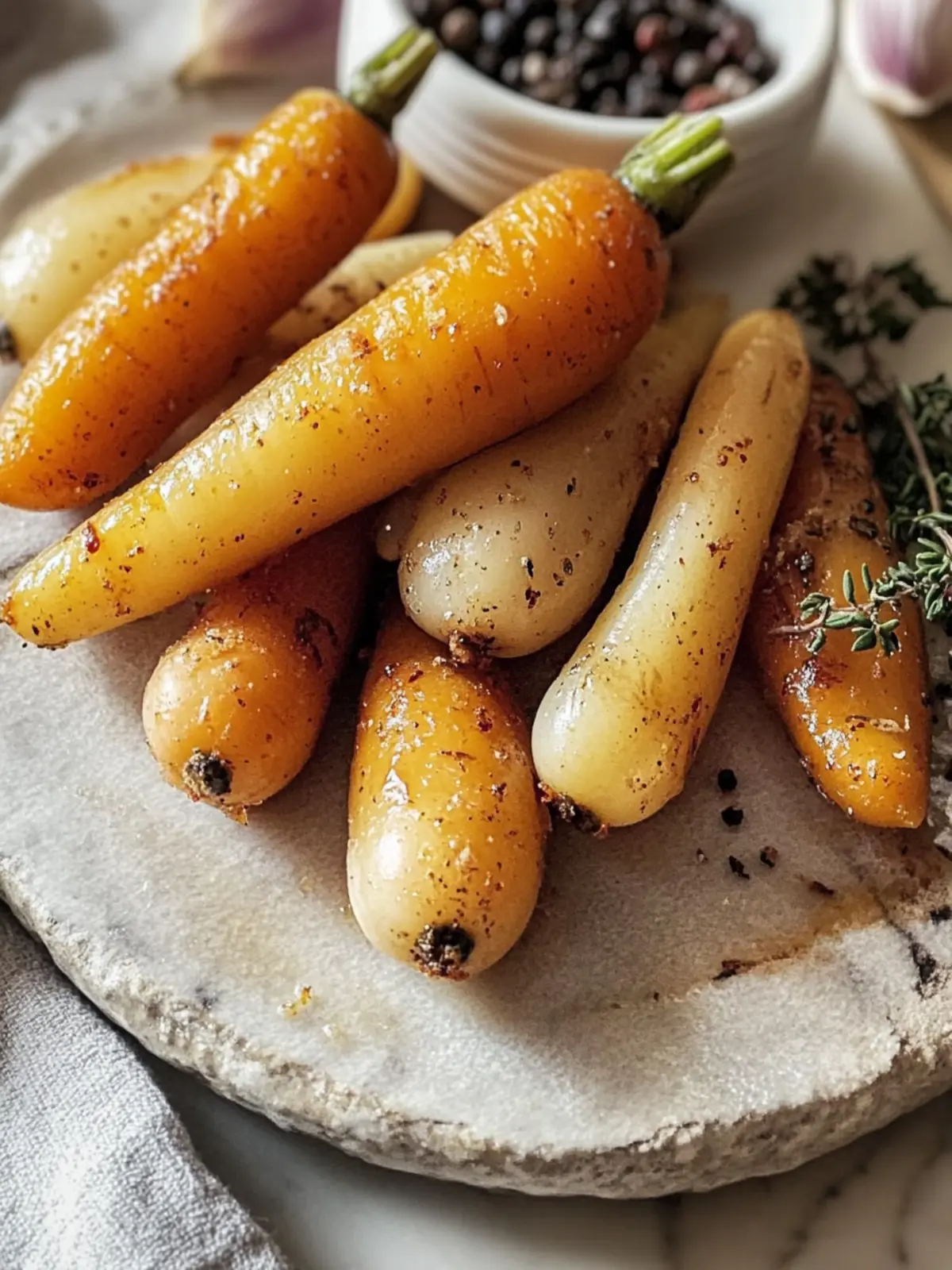 Honig Knoblauch geröstete Karotten