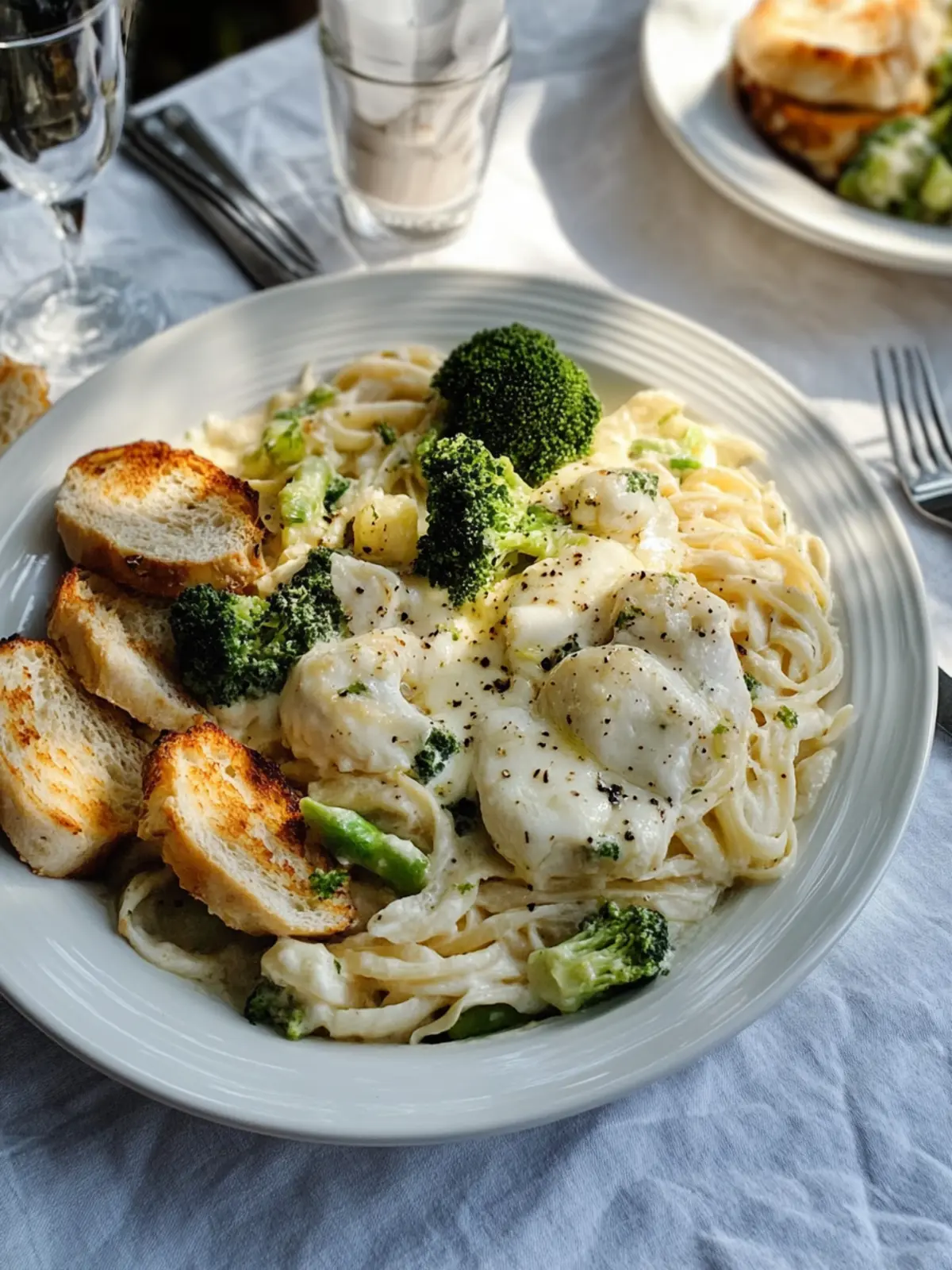 Cremiger Brokkoli und Hähnchen