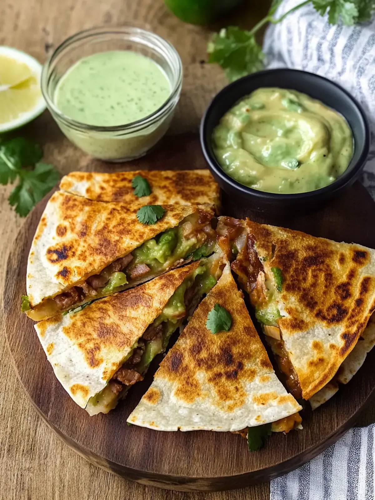 Mini-Quesadilla mit Hackfleisch und Avocado-Dip