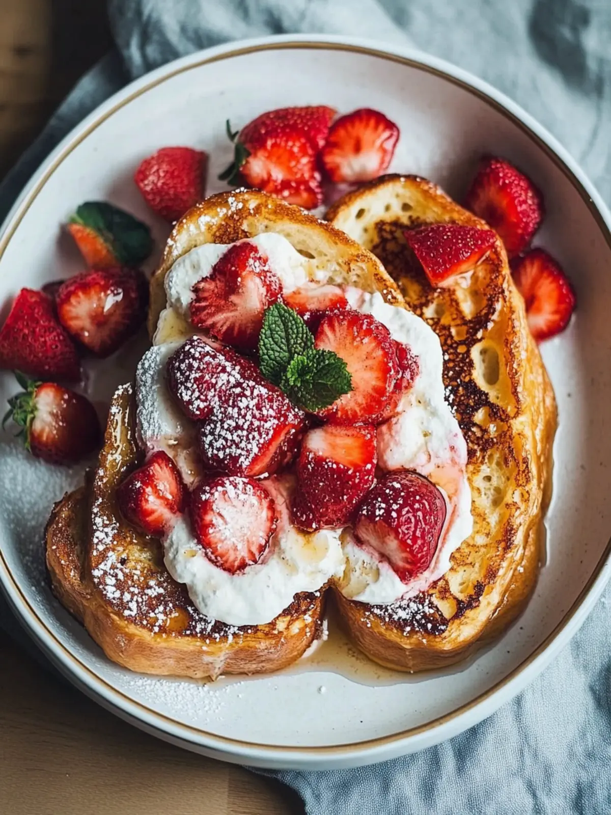 Die besten gebackenen Erdbeeren und Sahne French Toast