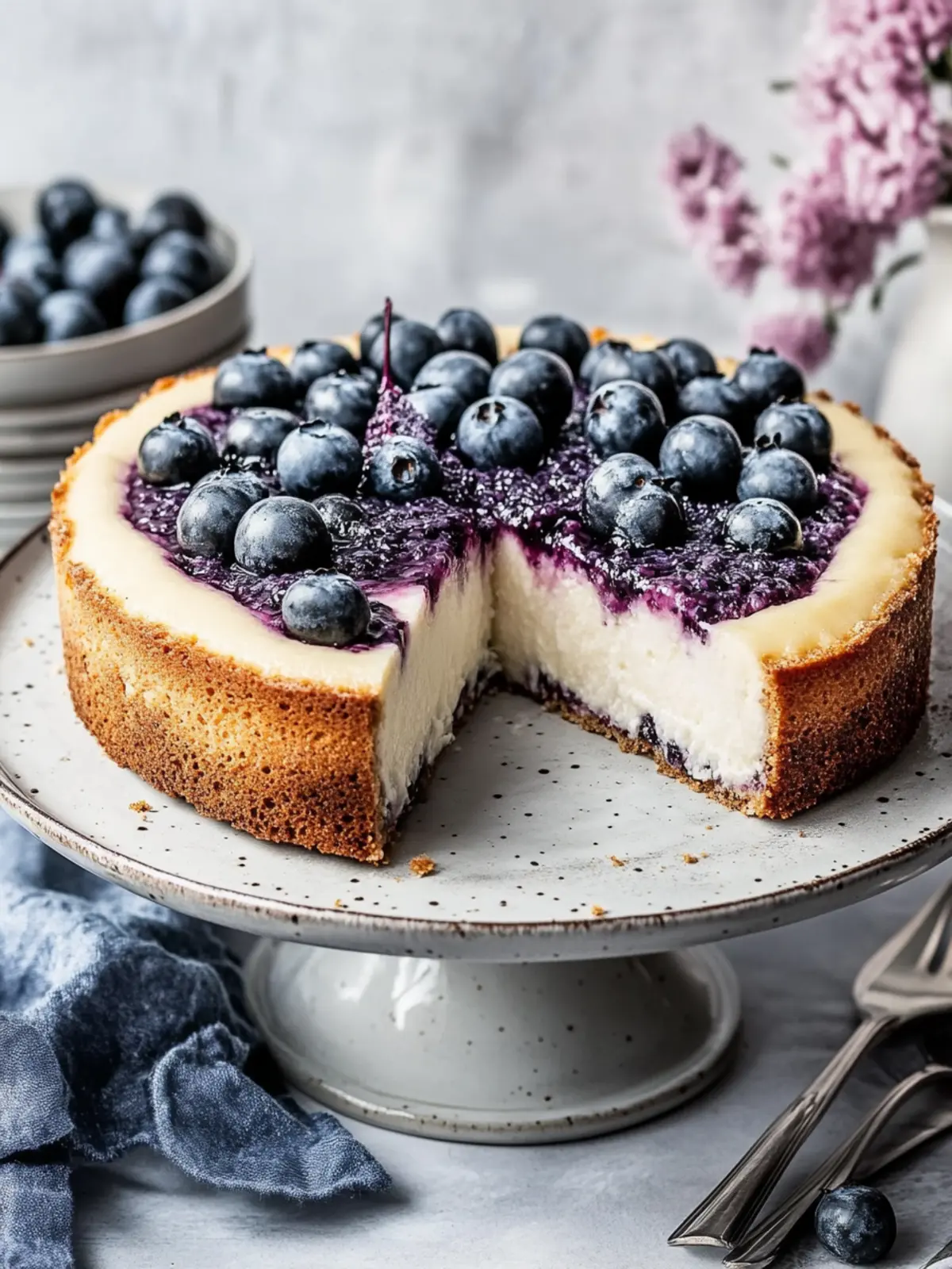 Skyr Käsekuchen mit Heidelbeeren