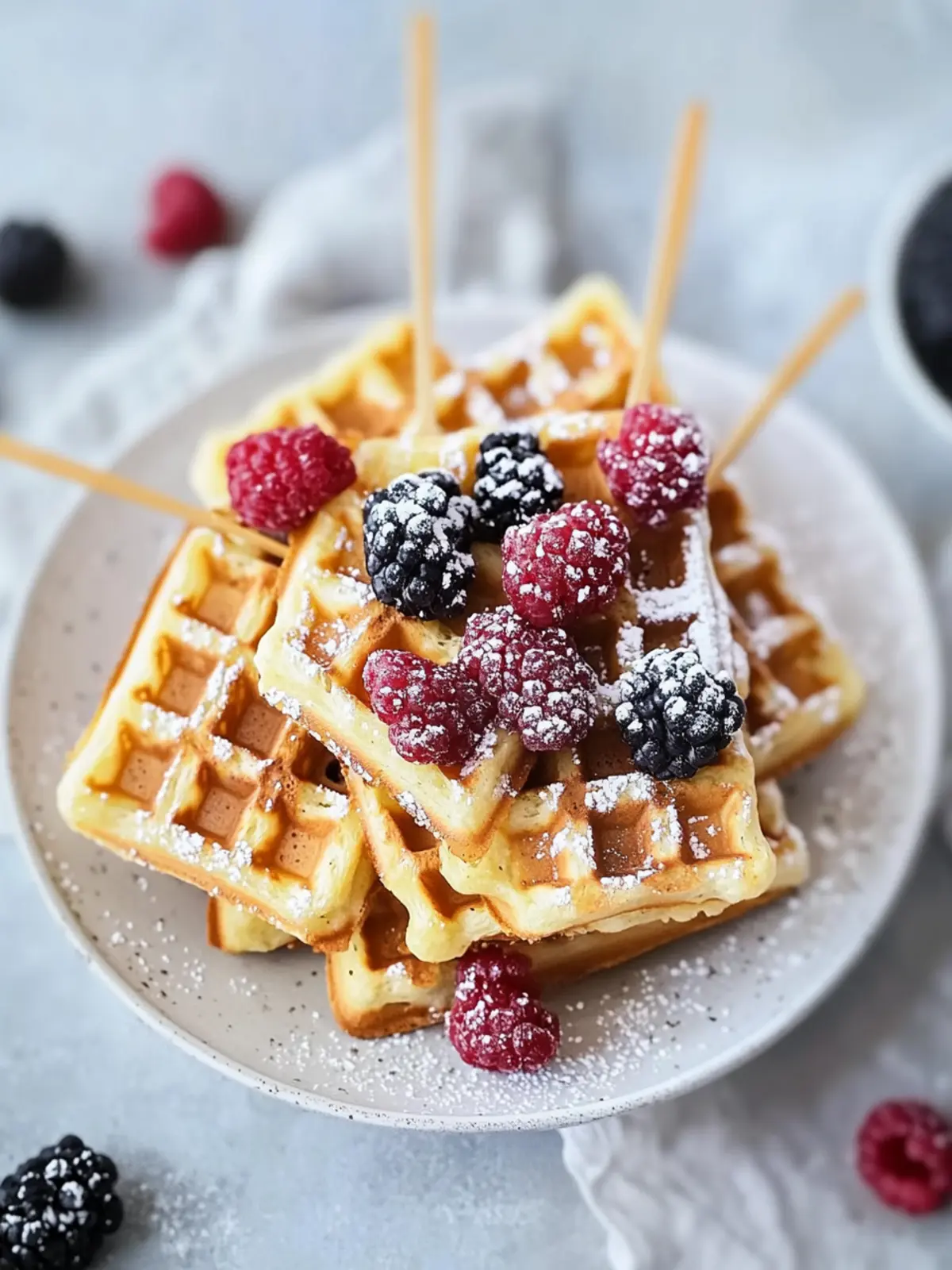 Leckere Waffeln am Stiel