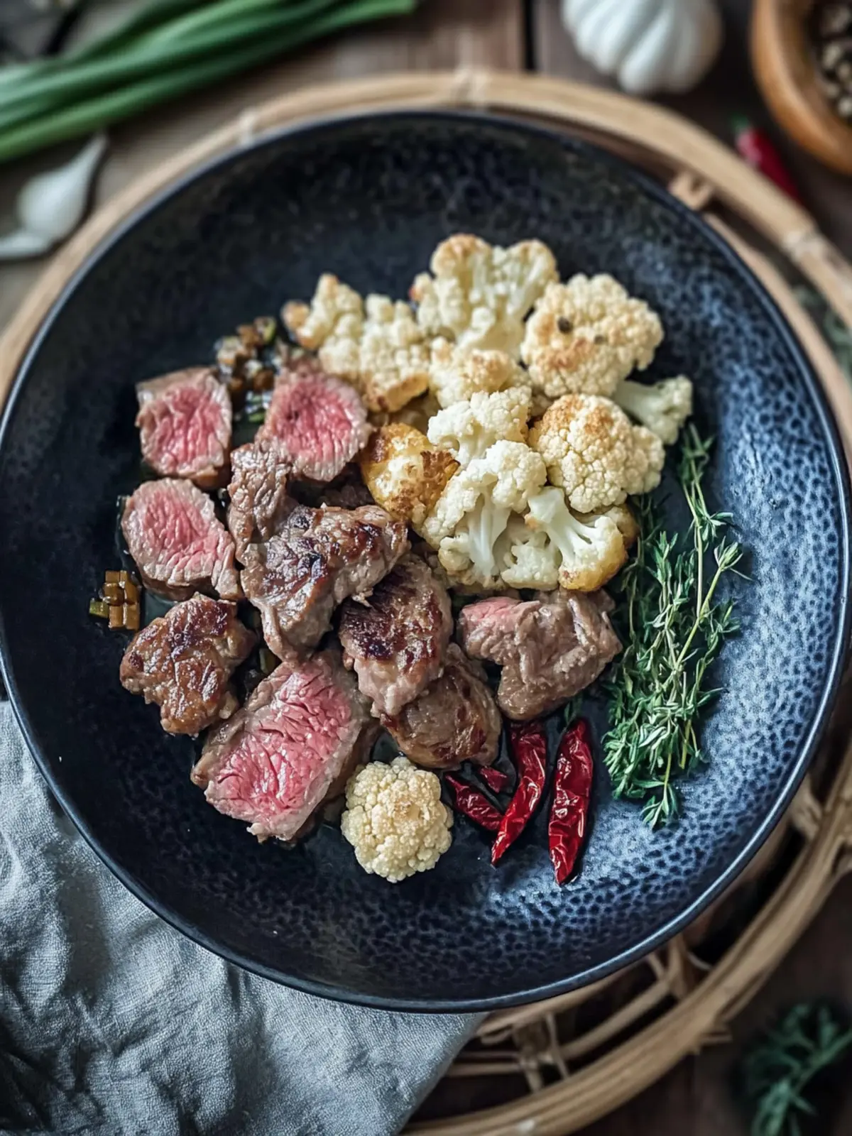 Blumenkohl Rindfleisch Pfanne