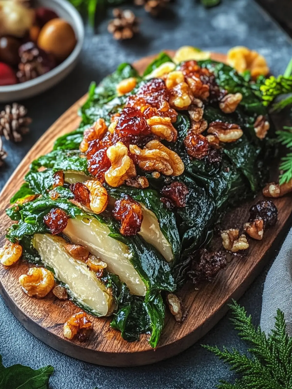 Schweizer Mangold mit Rosinen und Pinienkernen sautiert