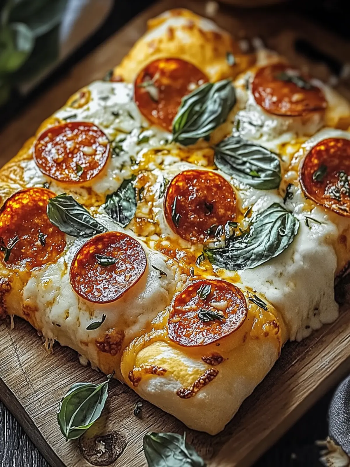 Flockige Peperoni-Pizza-Rollen