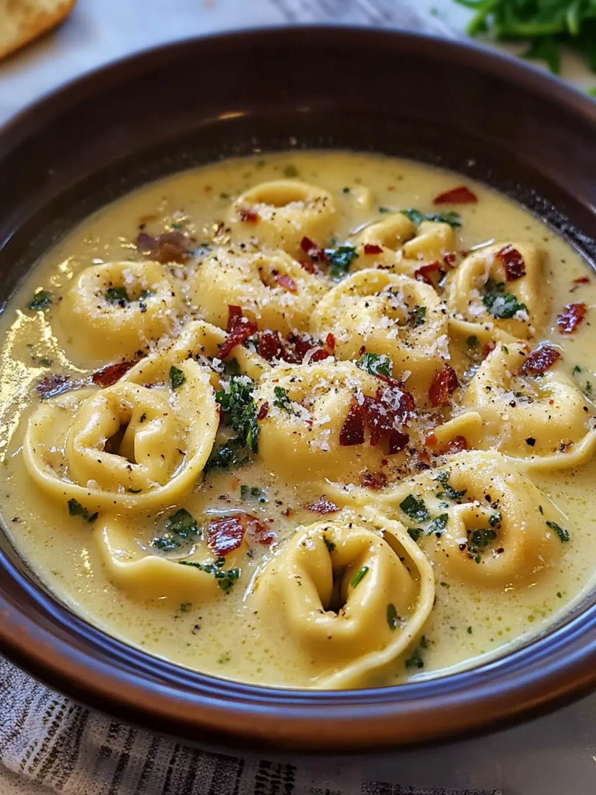 Cremige toskanische Tortellini-Suppe