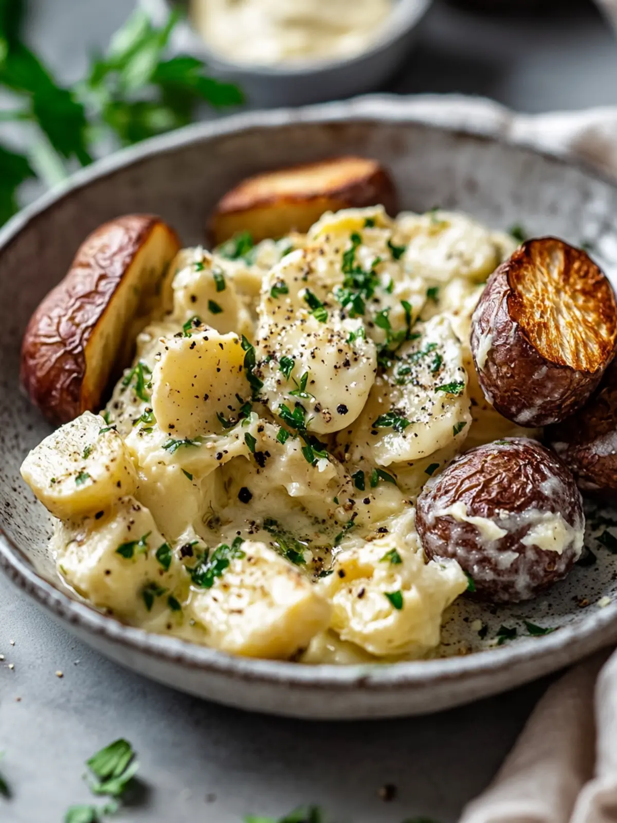 Köstliche Knoblauchbutter Kartoffel- und Rindswurstpäckchen