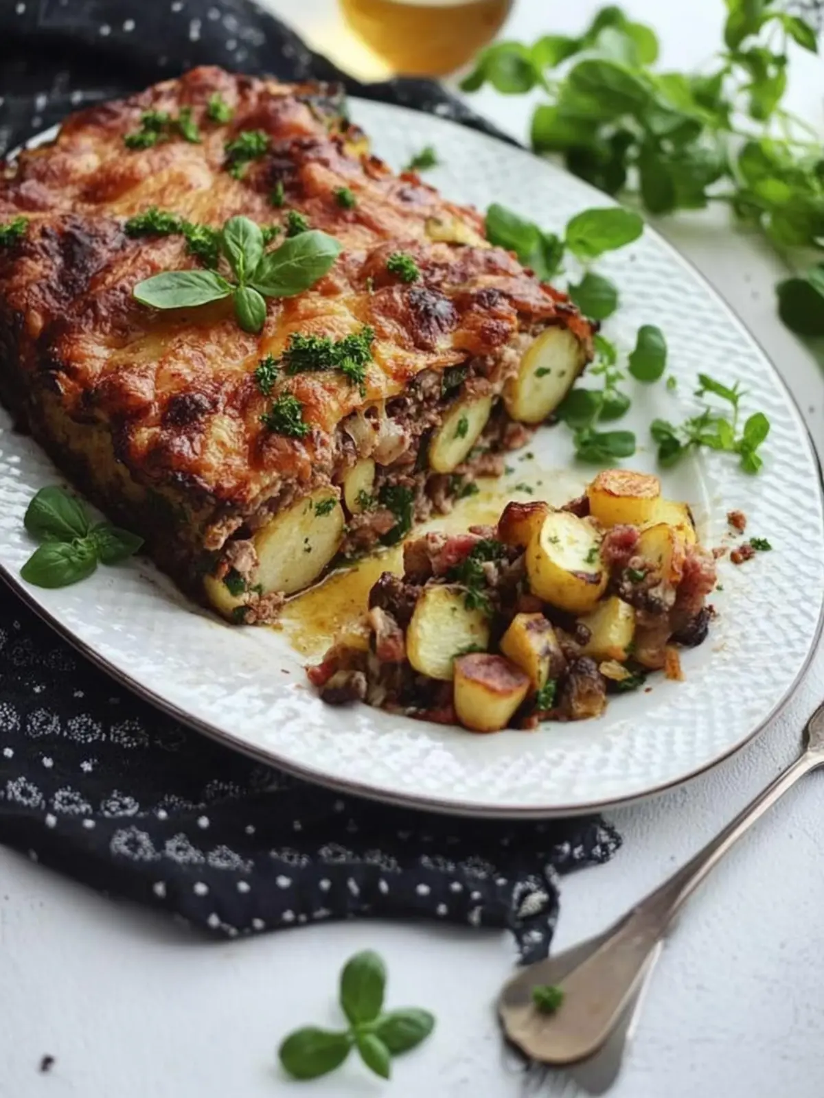 Kartoffelbrei-Auflauf mit Fleisch und Gemüse