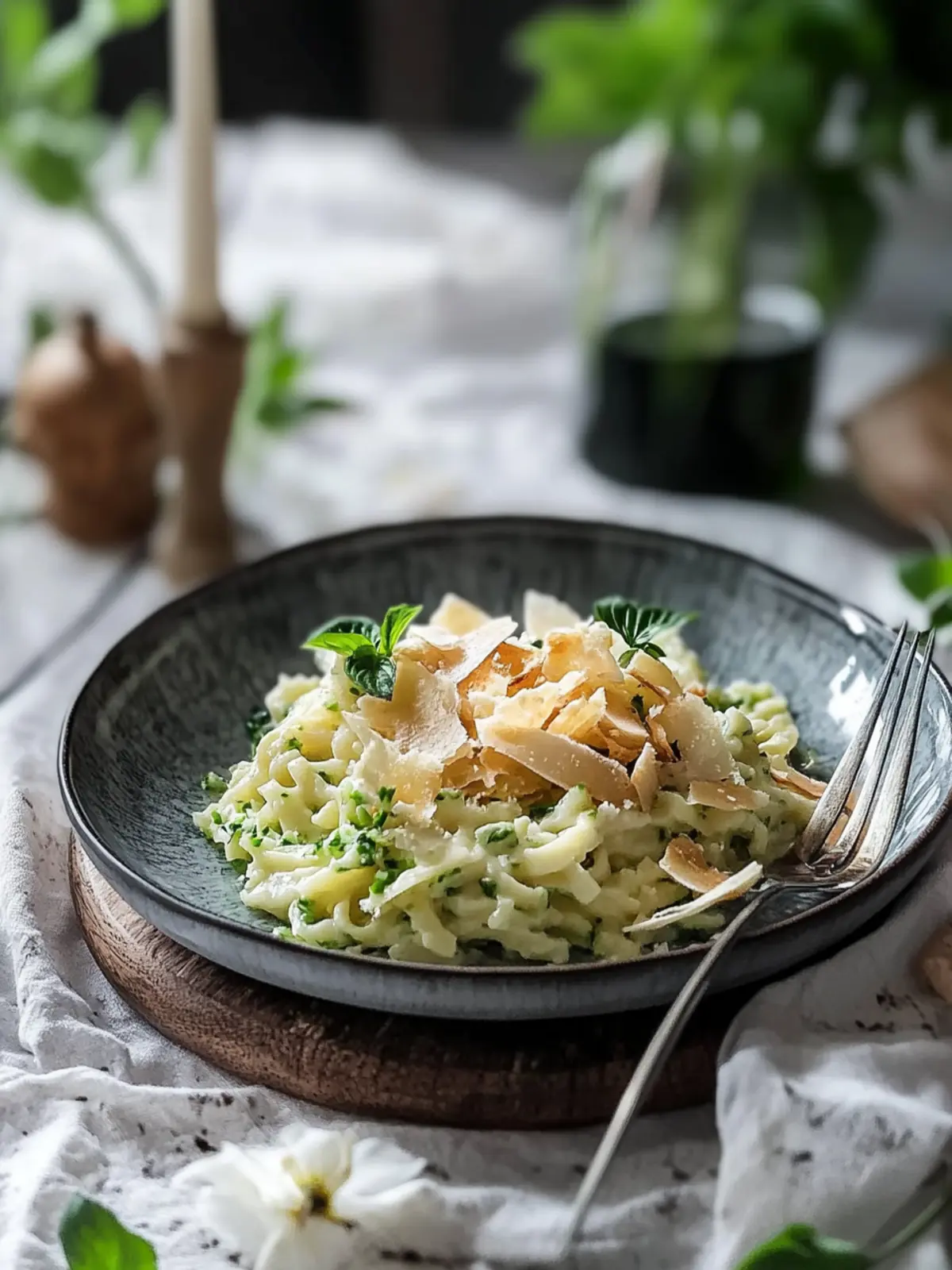 Bärlauch Käse Spätzle mit Röstzwiebeln
