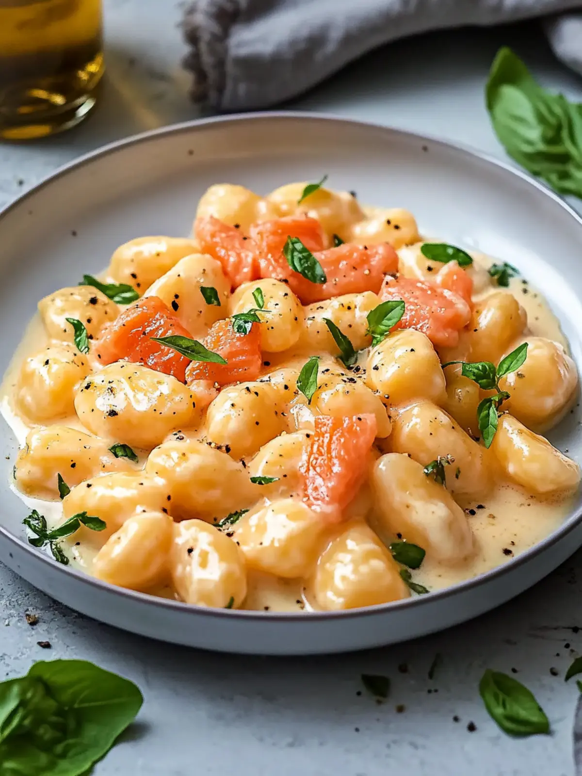 Saftiger geräucherter Lachs Gnocchi