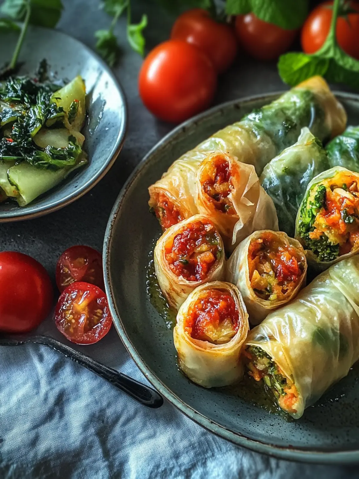 Vegetarische gefüllte Kohlrouladen