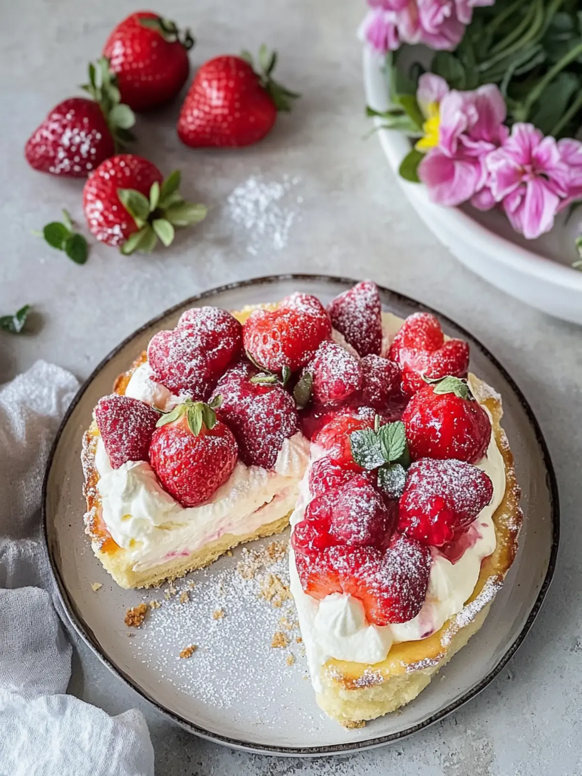 Blätterteigherzen mit Vanillecreme und Erdbeeren