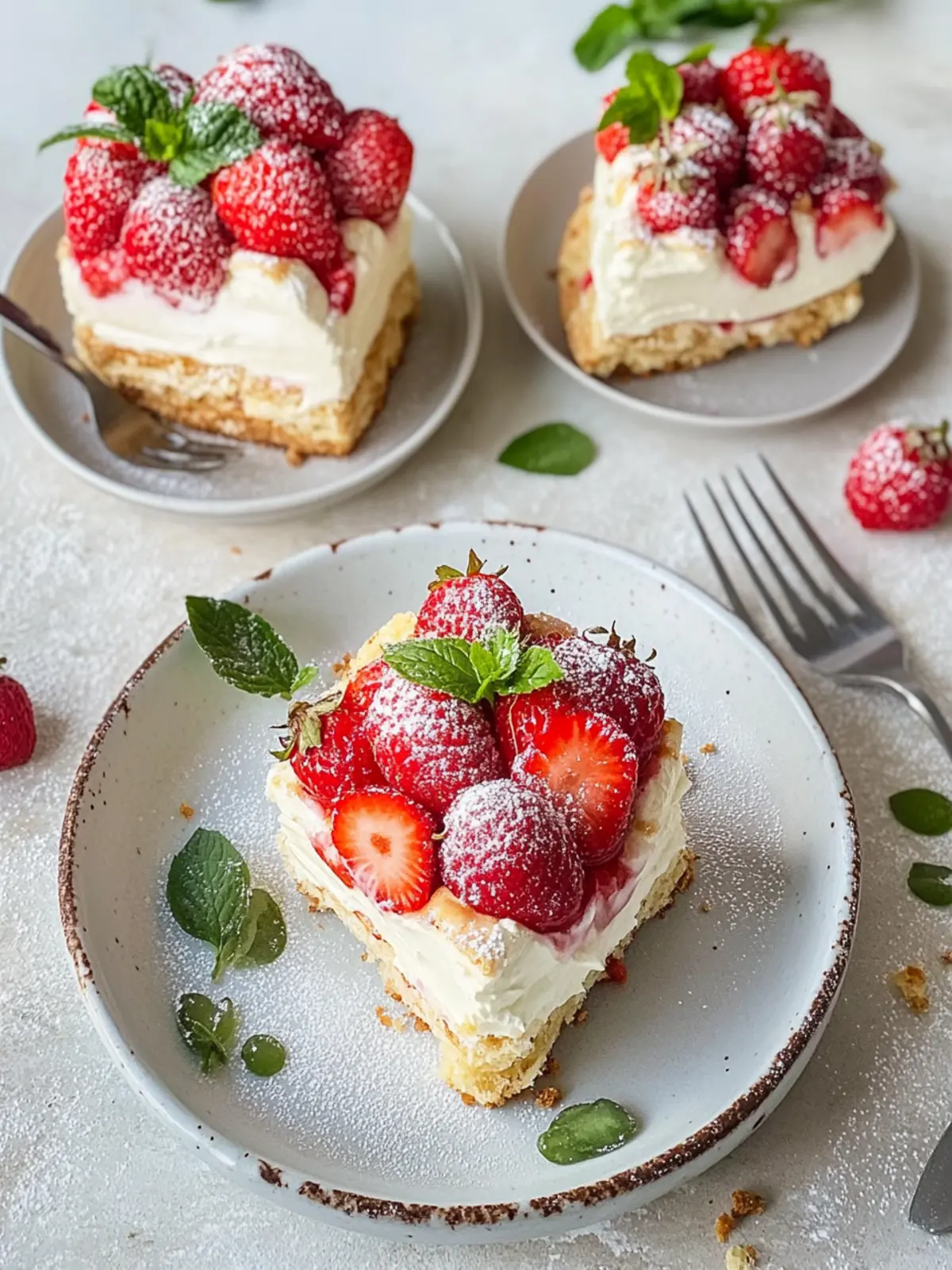 Blätterteigherzen mit Vanillecreme und Erdbeeren