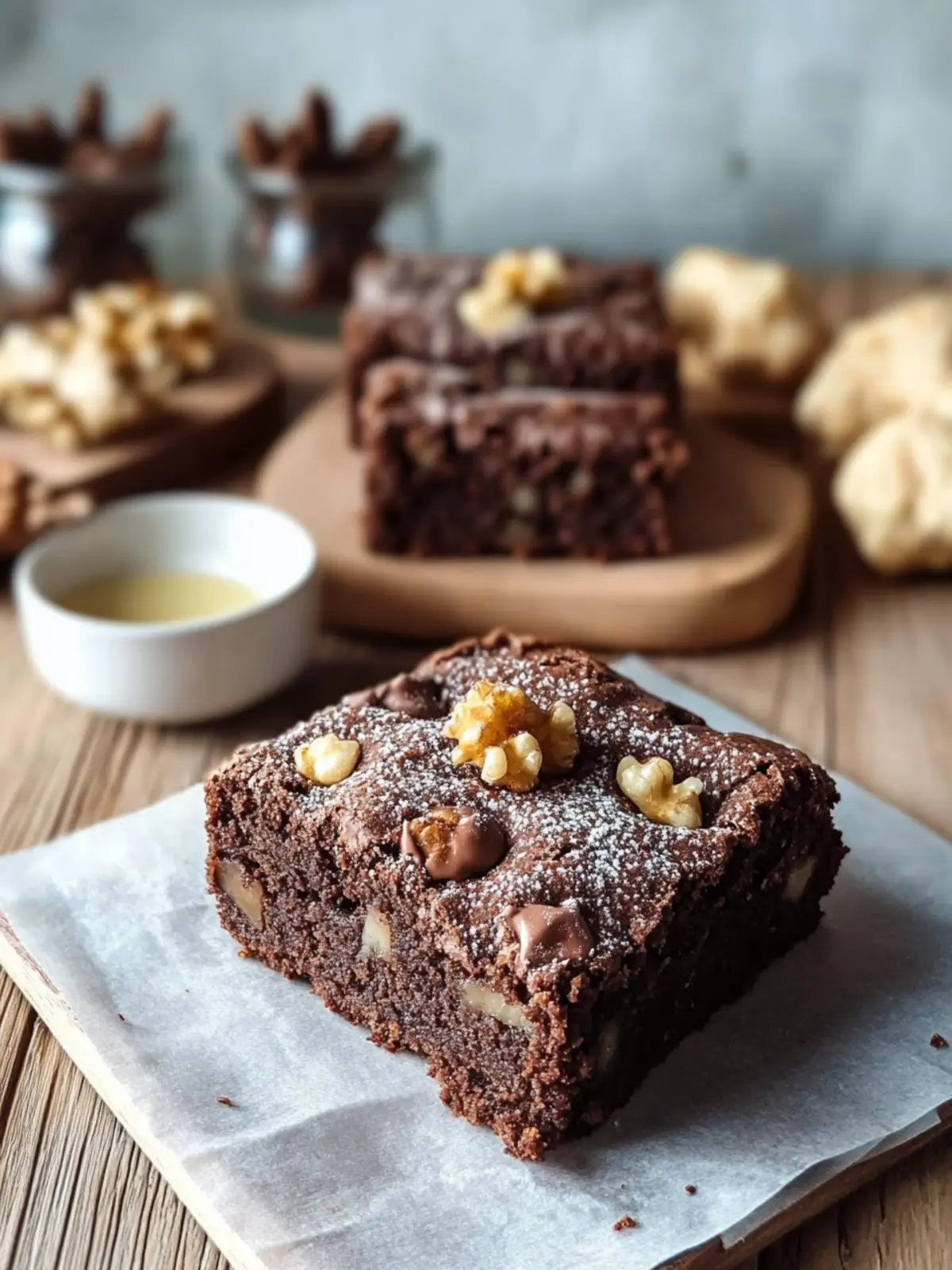 Walnuss-Brownies mit Birnen