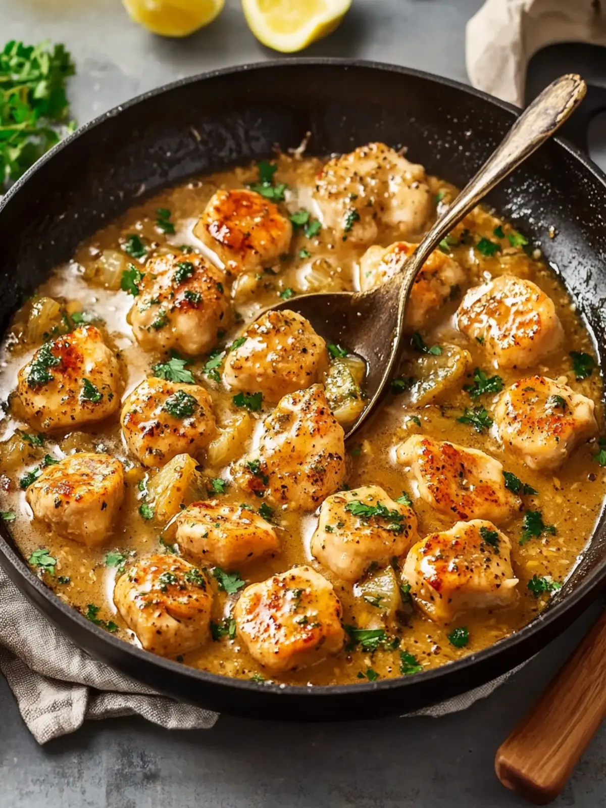 Hühnchenpfanne in Honig- und Senfsauce