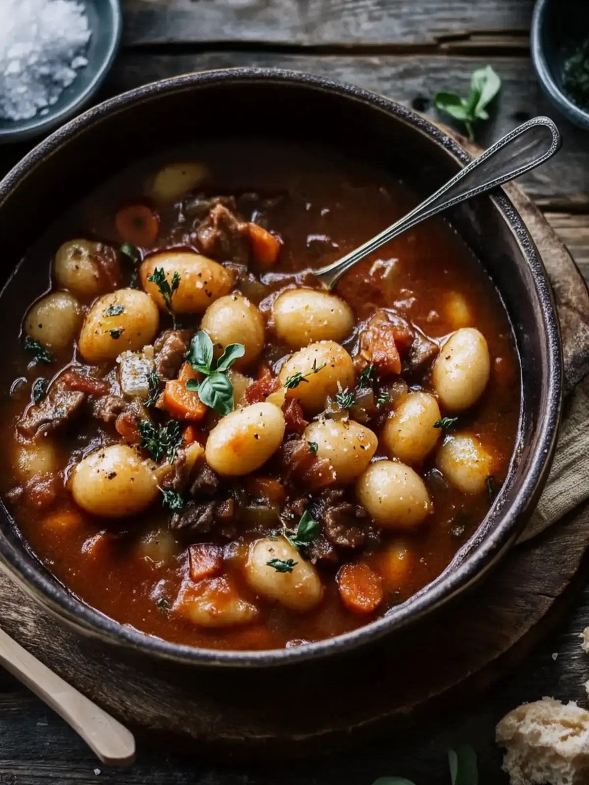 Geschmortes Gulasch mit Gnocchi