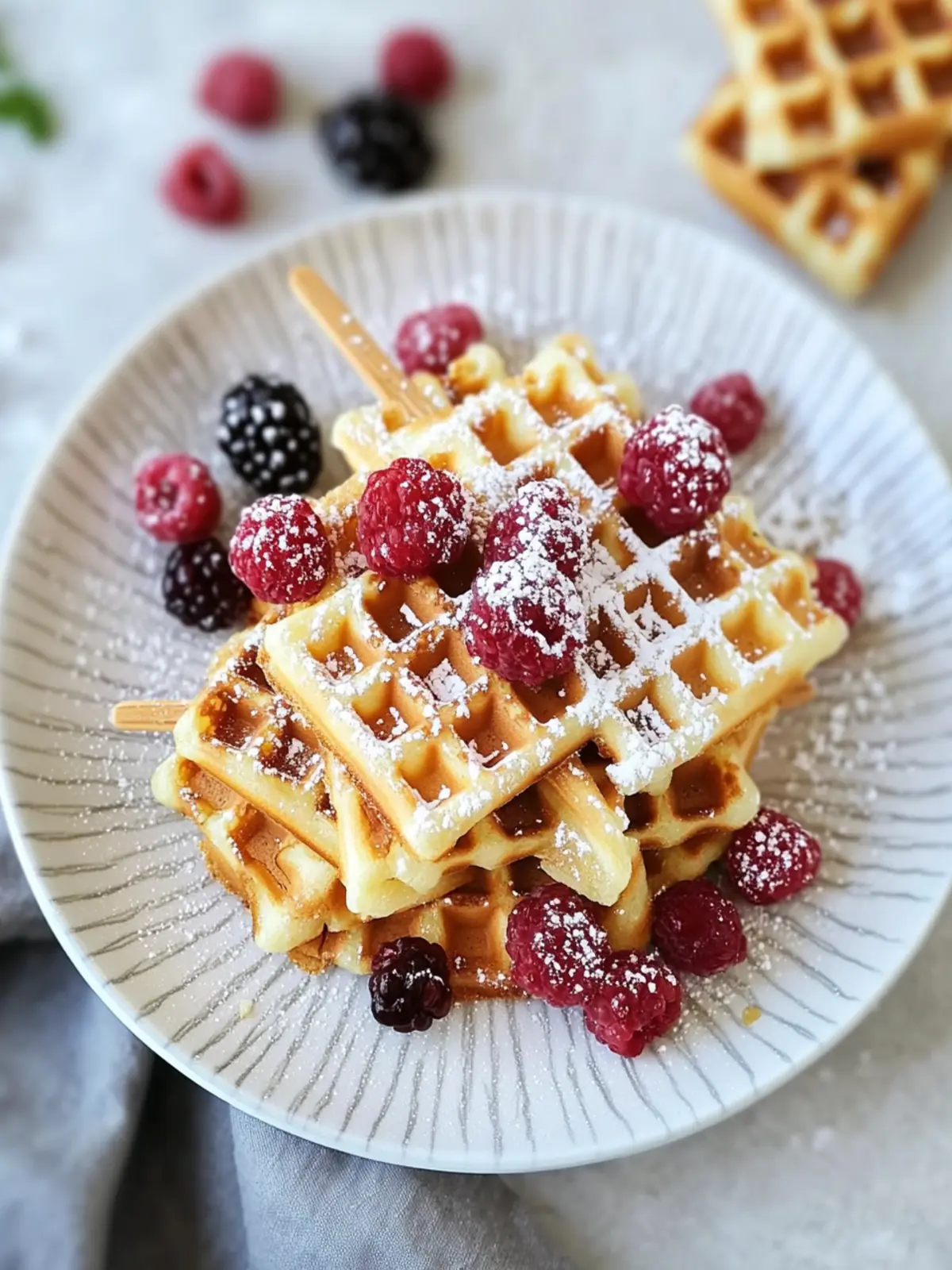 Leckere Waffeln am Stiel