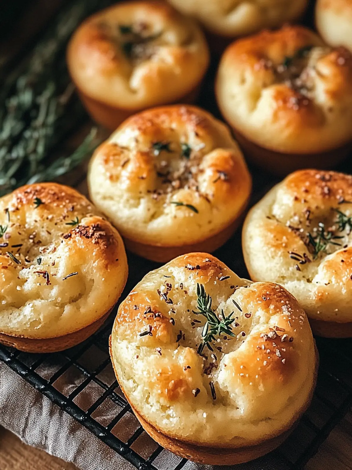 Rosmarin Knoblauch Focaccia Muffins