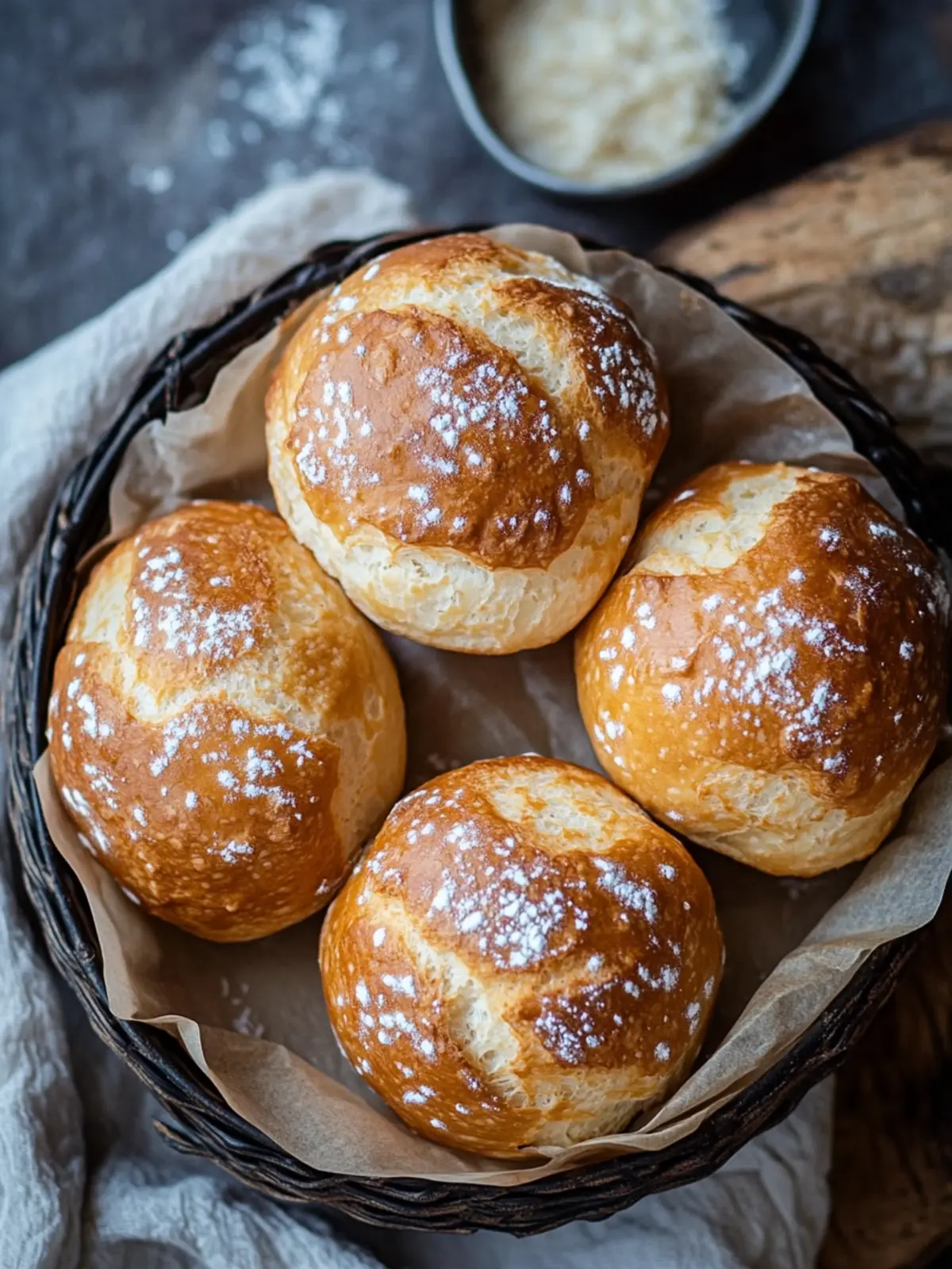 Brezelbrötchen im Muffinblech gebacken