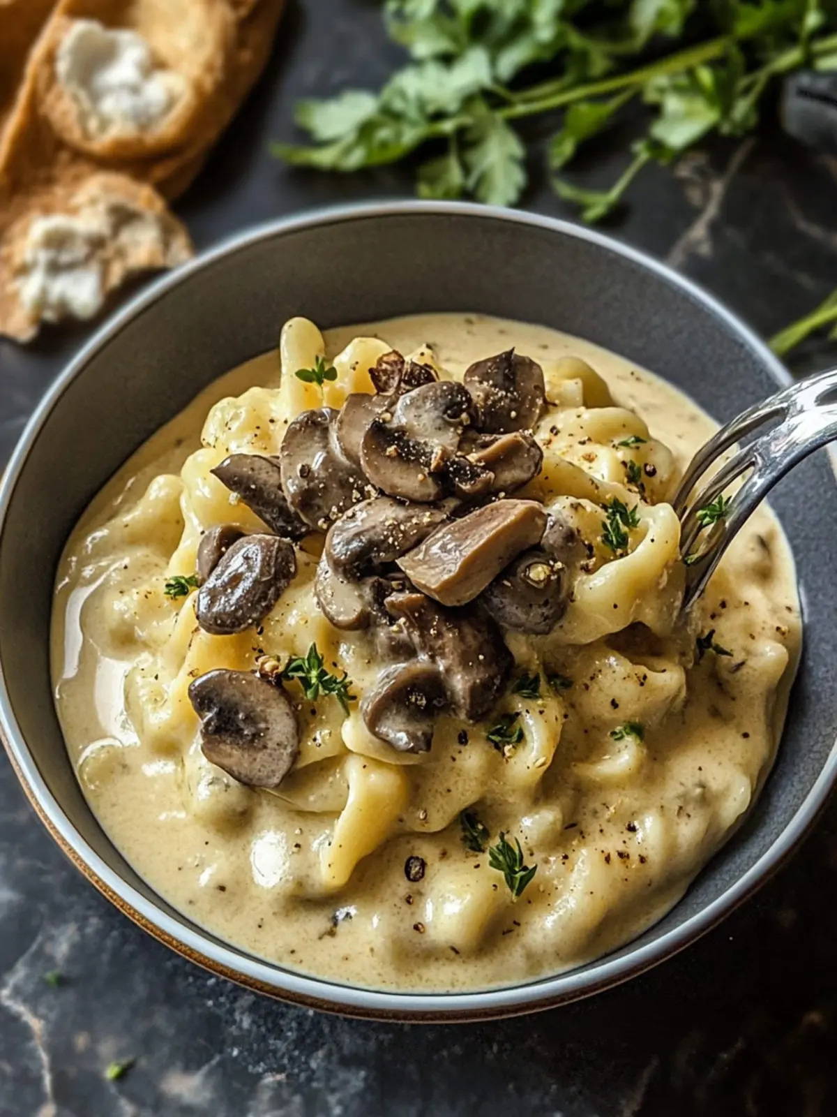 Cremige Pilzsauce mit Spätzle