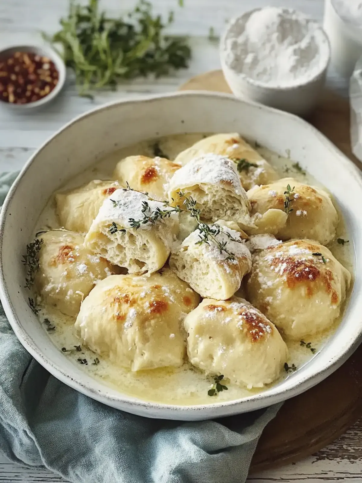 Hühnchen und Knödel