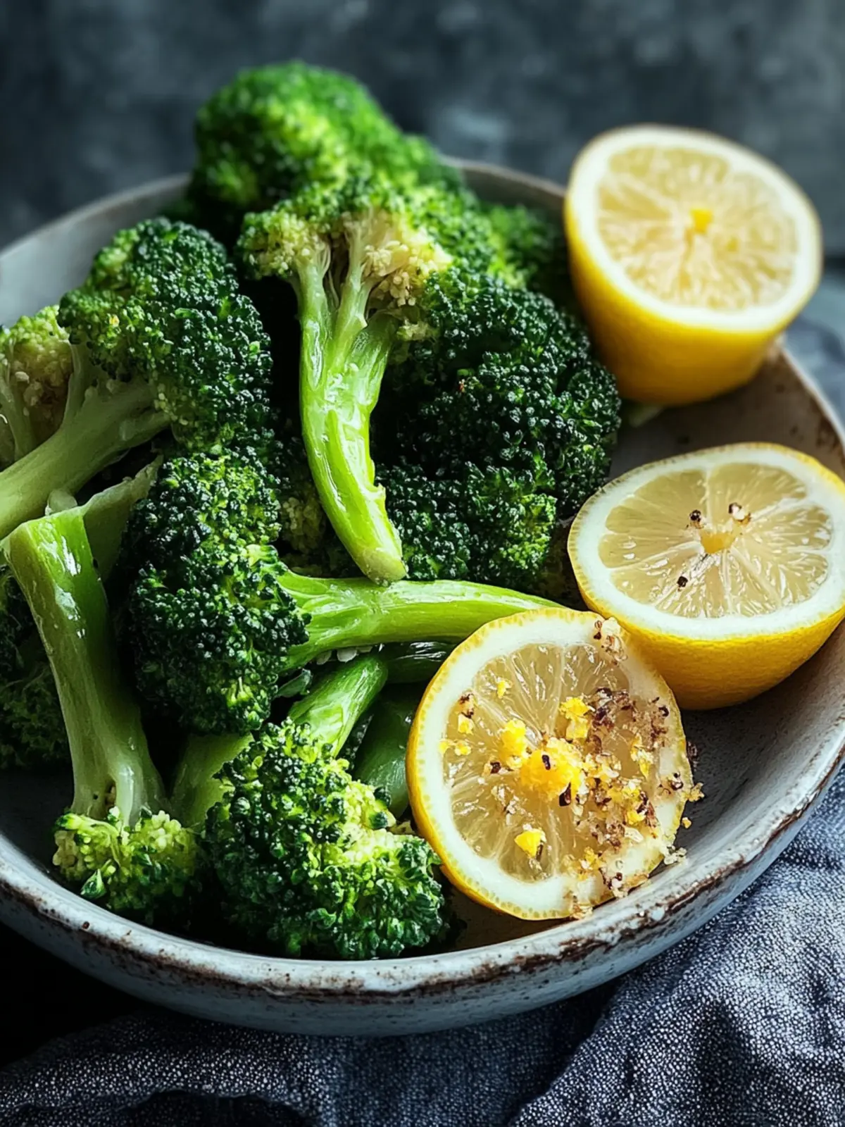 Beste Luftfritteuse Brokkoli mit Knoblauch und Zitrone