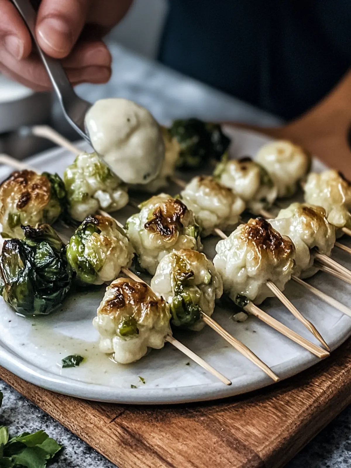 Rosenkohl-Spieße mit Ahorn-Glasur