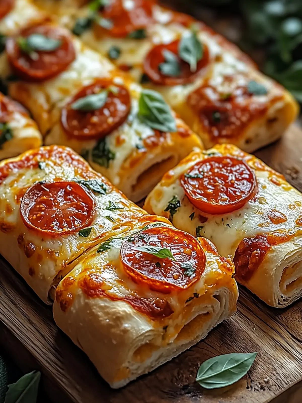 Flockige Peperoni-Pizza-Rollen