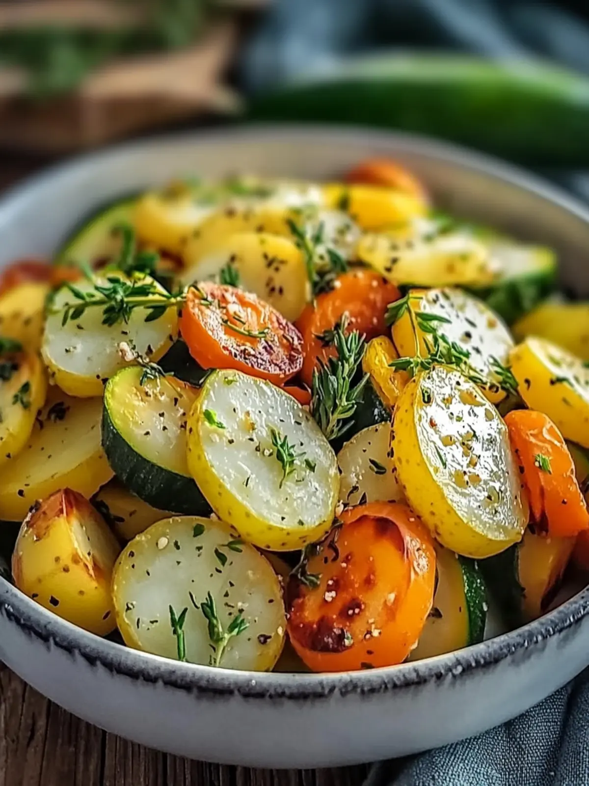 Knoblauch Kräuter Röstkartoffeln Karotten und Zucchini