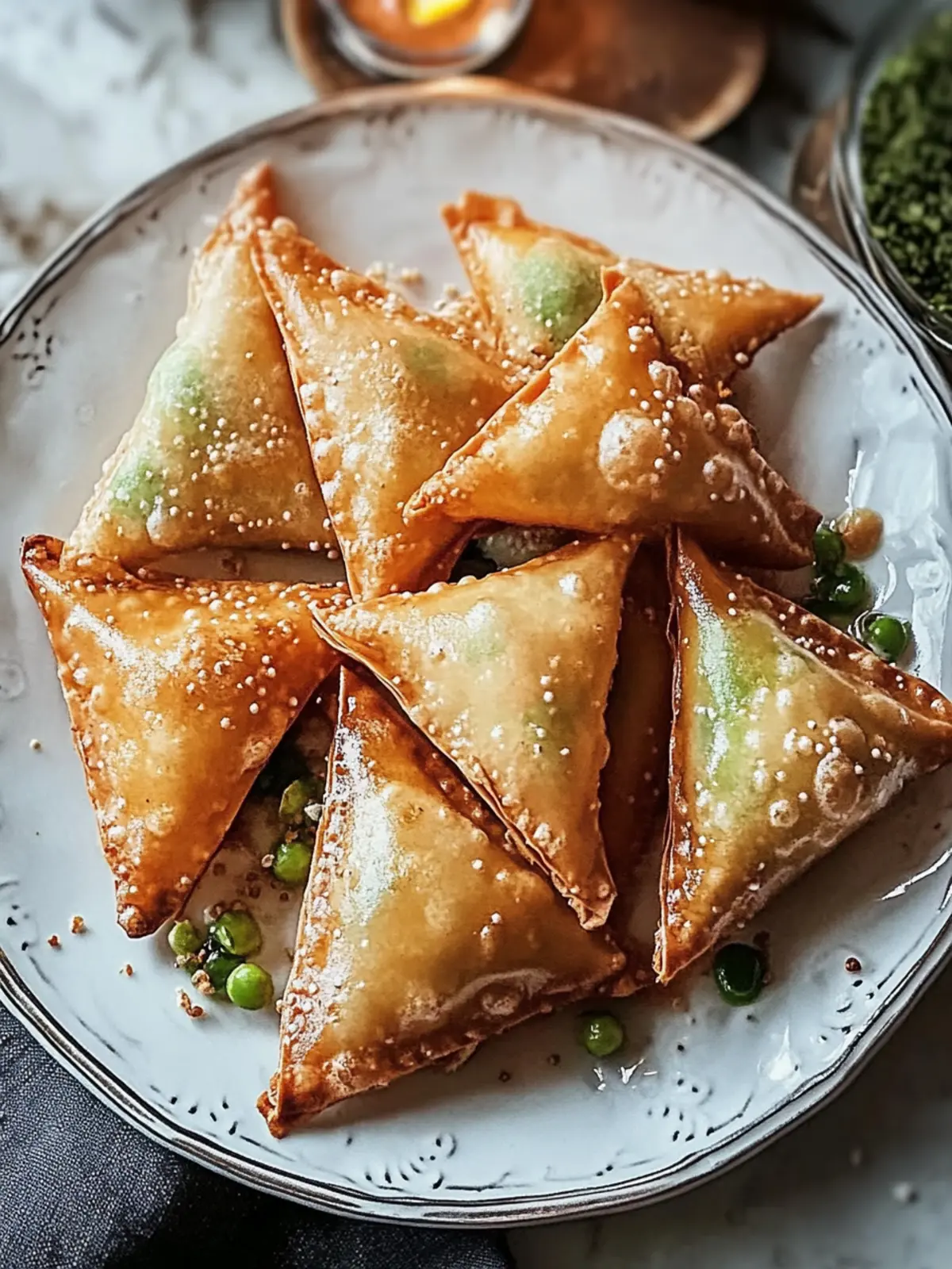 knusprige und gummiartige Papier-Samosas