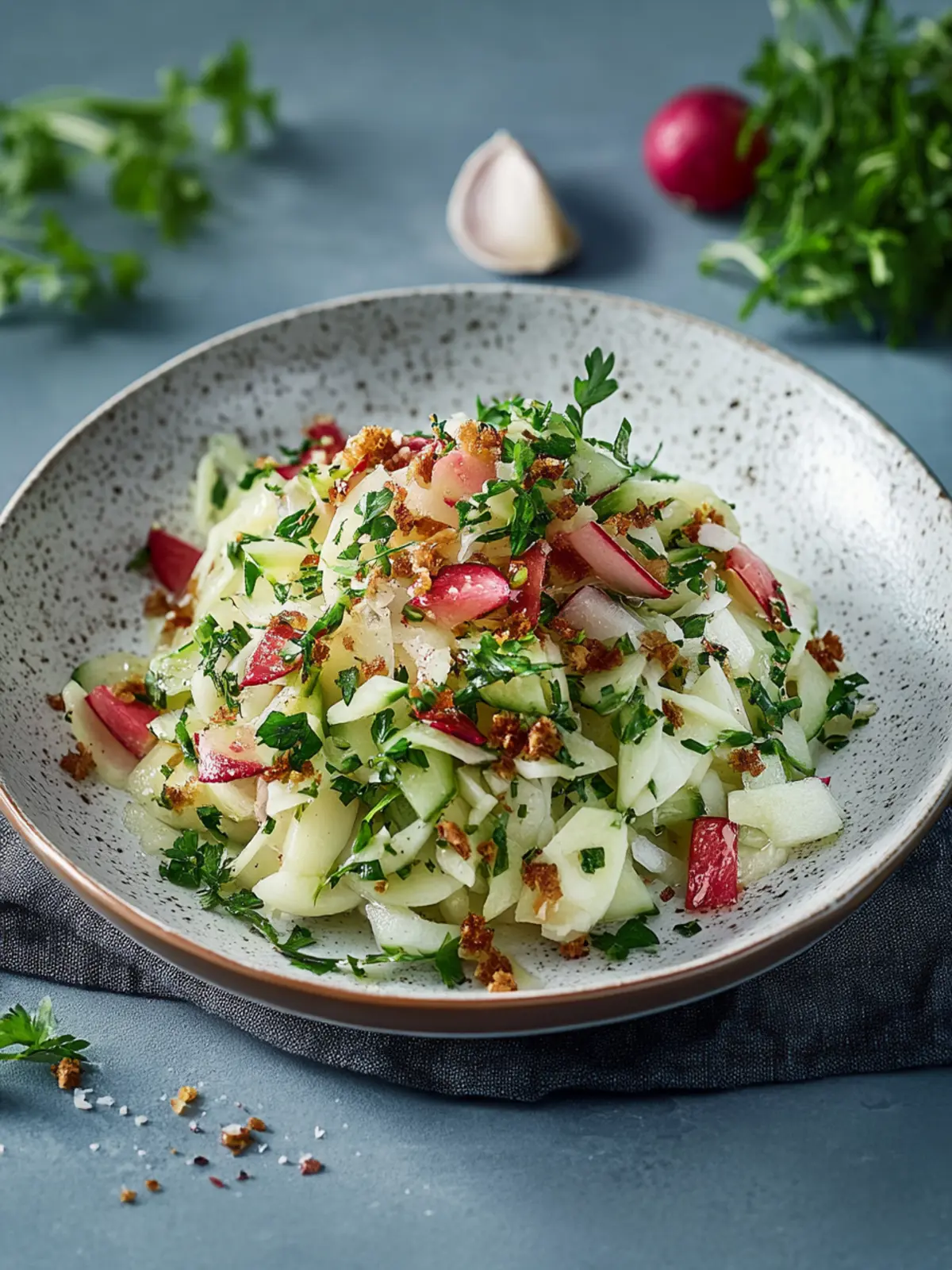 Kohlrabi-Salat mit knusprigem Speck