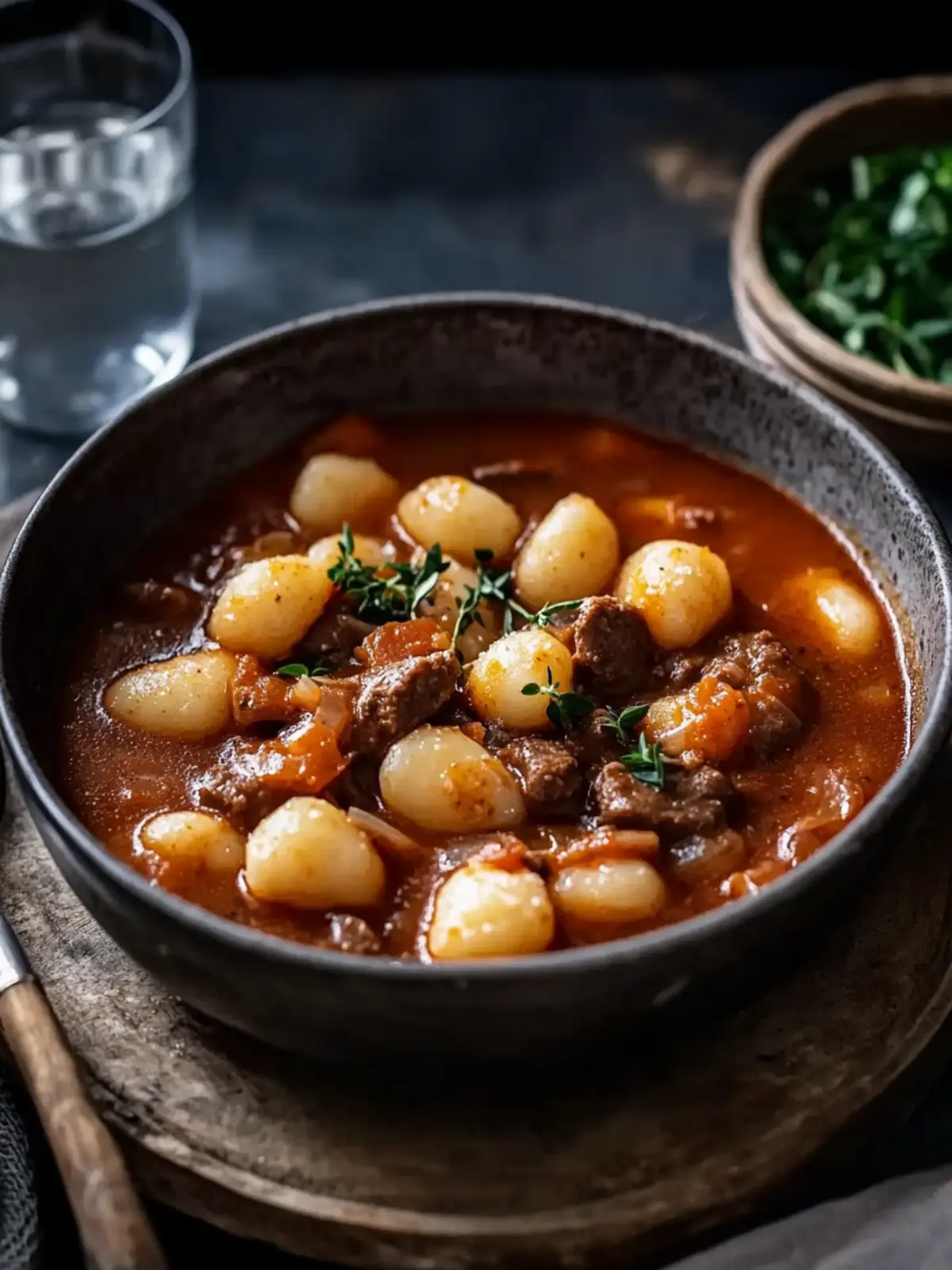 Geschmortes Gulasch mit Gnocchi