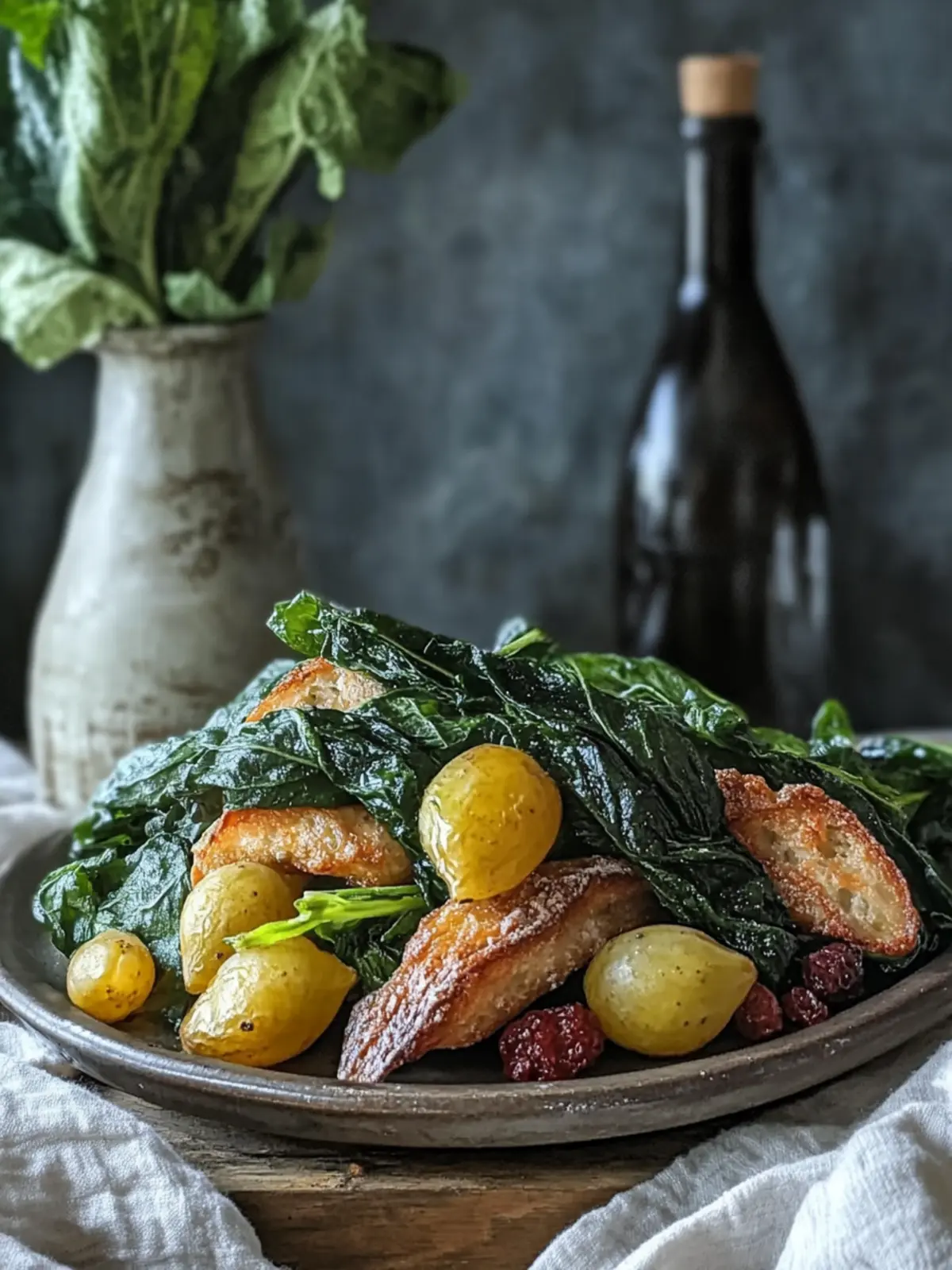 Schweizer Mangold mit Rosinen und Pinienkernen sautiert