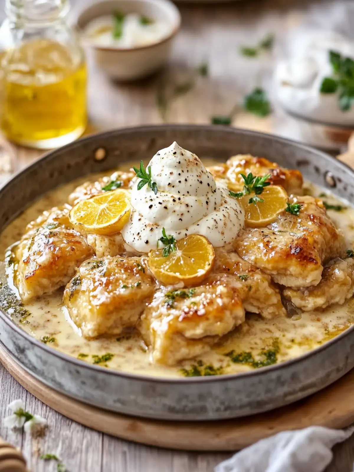 Hühnchenpfanne in Honig- und Senfsauce