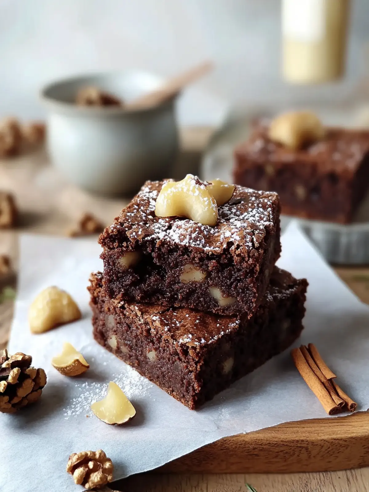 Walnuss-Brownies mit Birnen