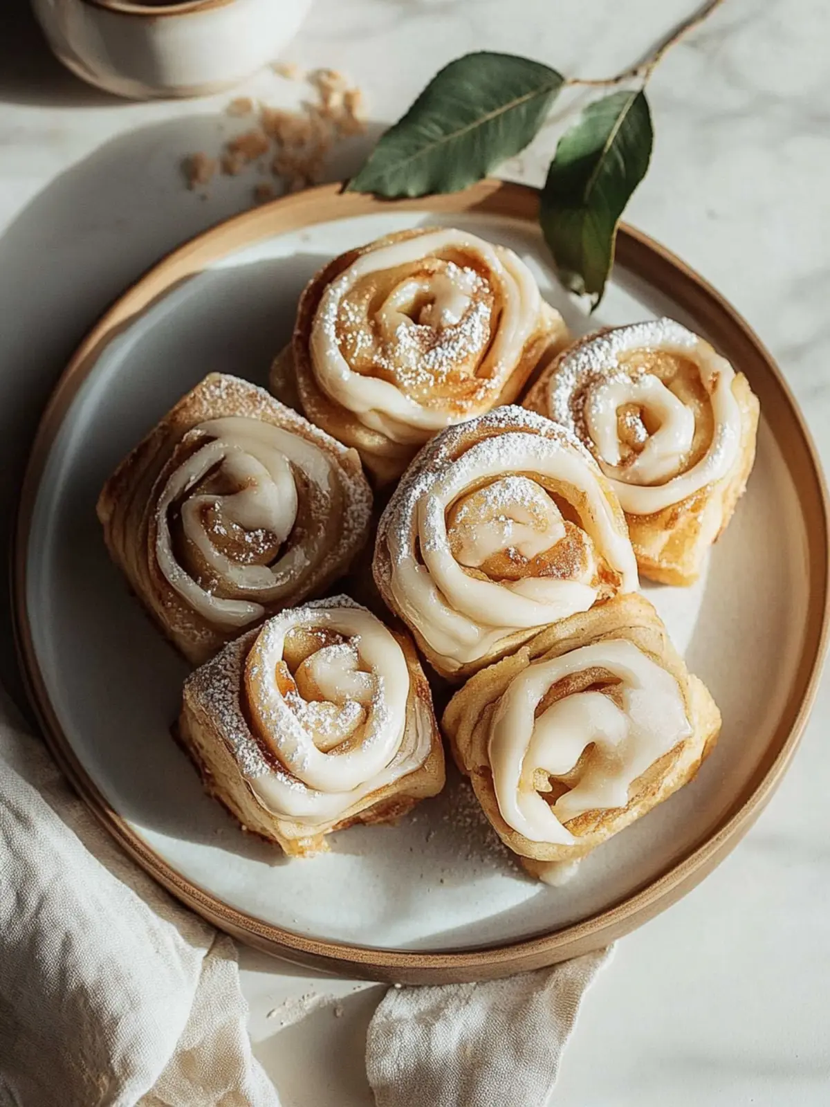 Gebackene Apfel-Zimt-Schnecken mit Frischkäse-Glasur