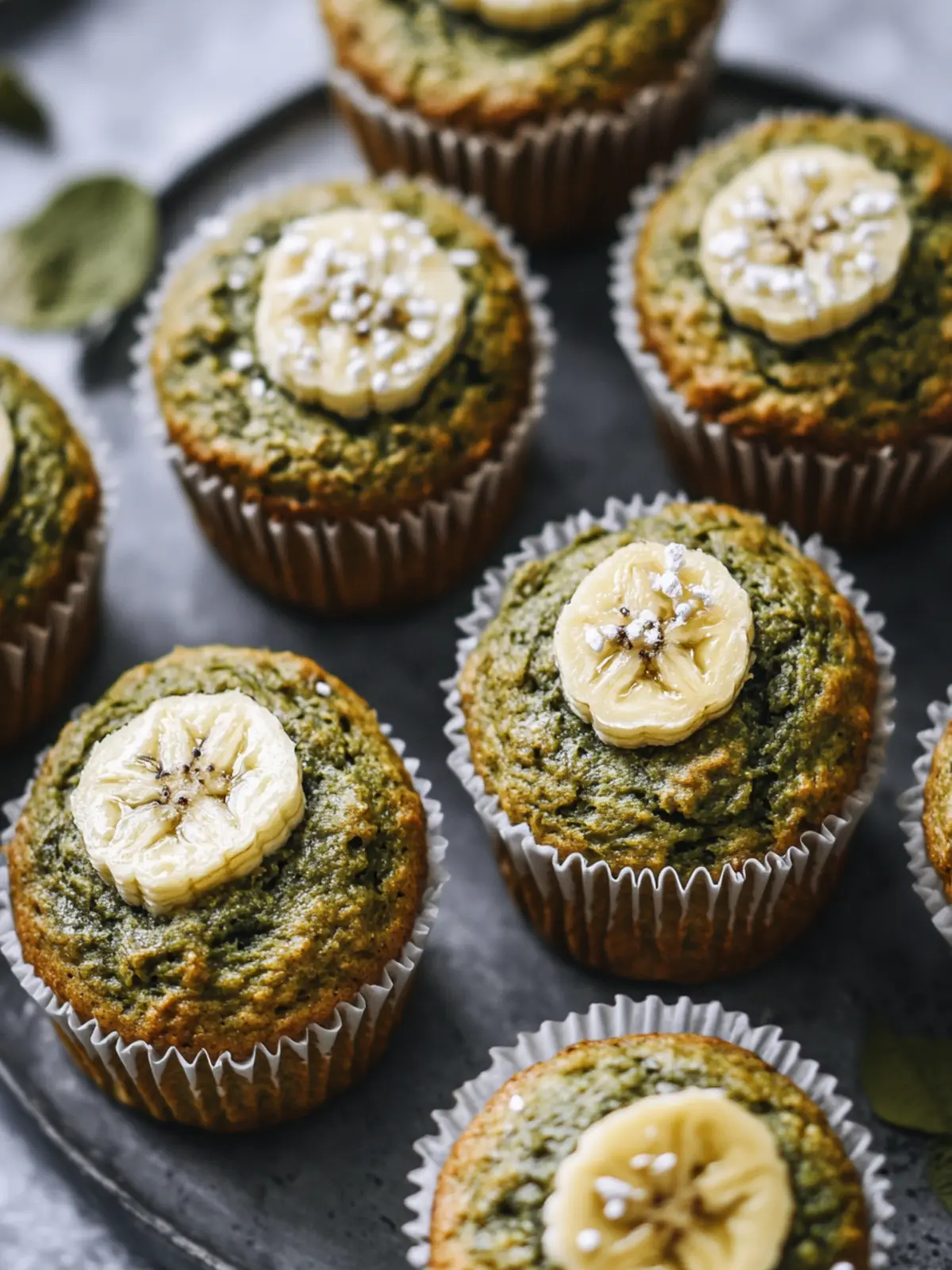 Feuchte Matcha Bananen Kokosnuss Muffins